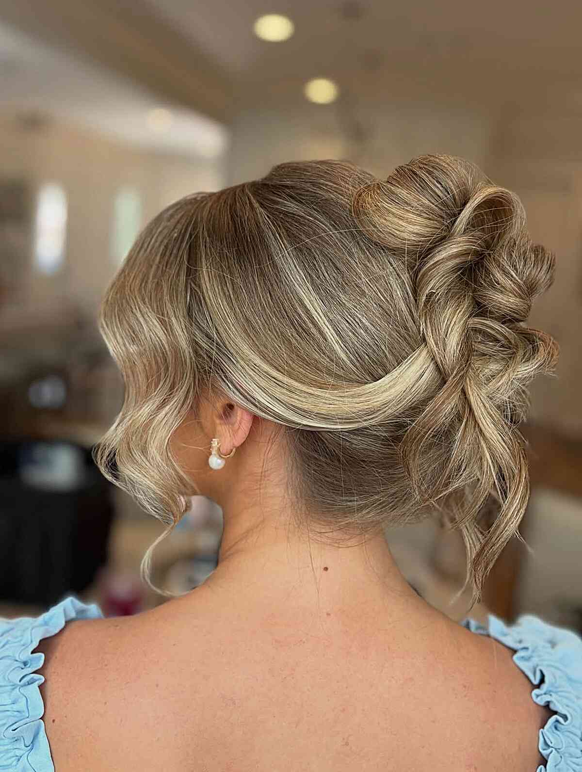 Elegant Twisted Updo with Soft Waves
