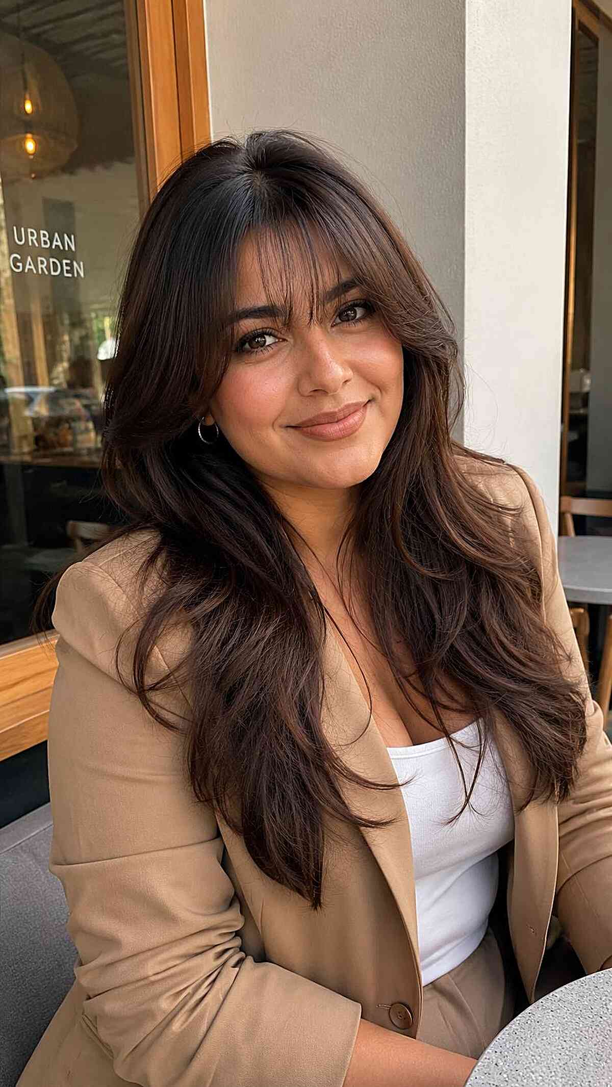 Long Layered Haircut with Soft Bangs