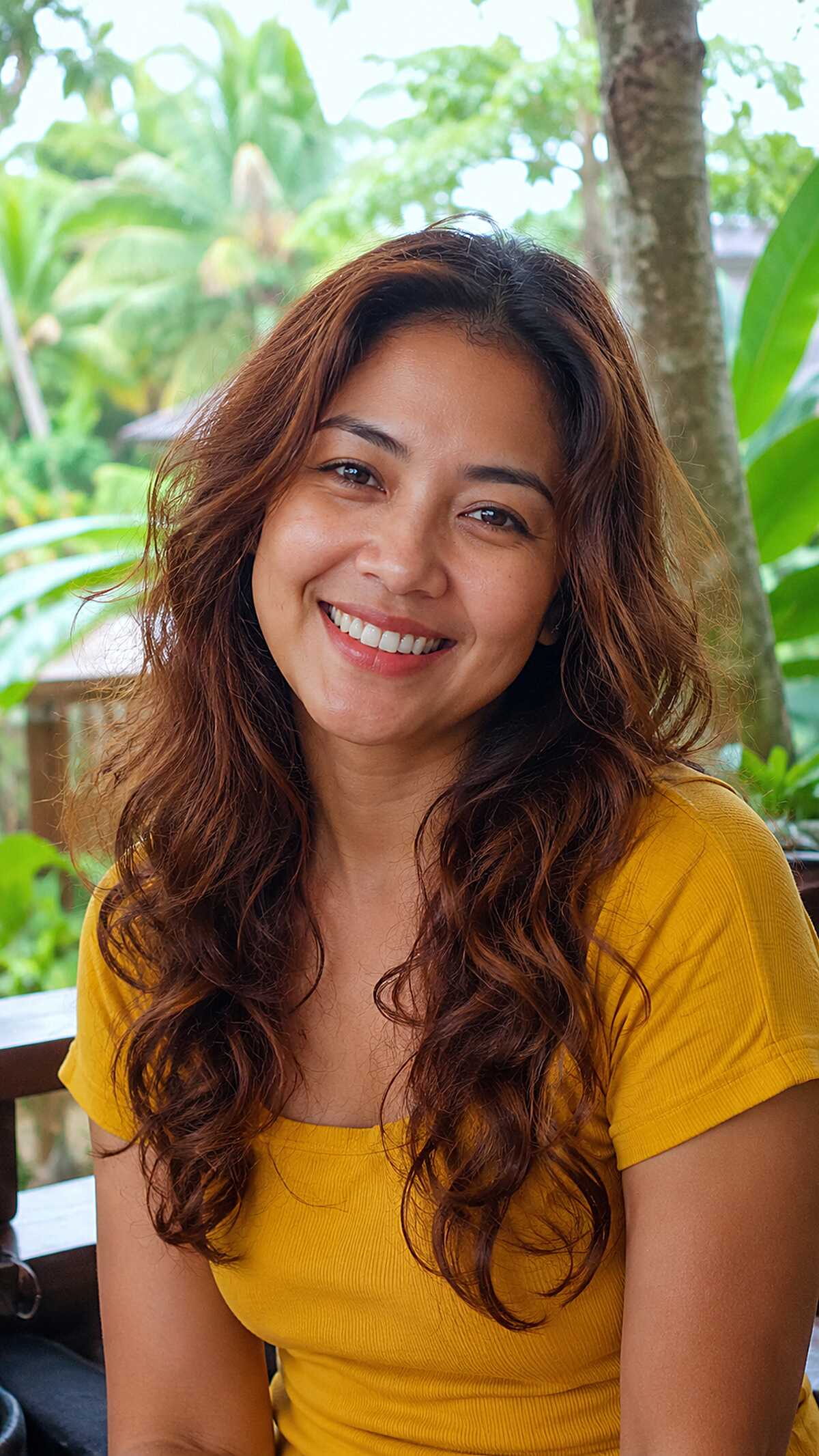 Warm Auburn Waves with Chest-Length Layered Body