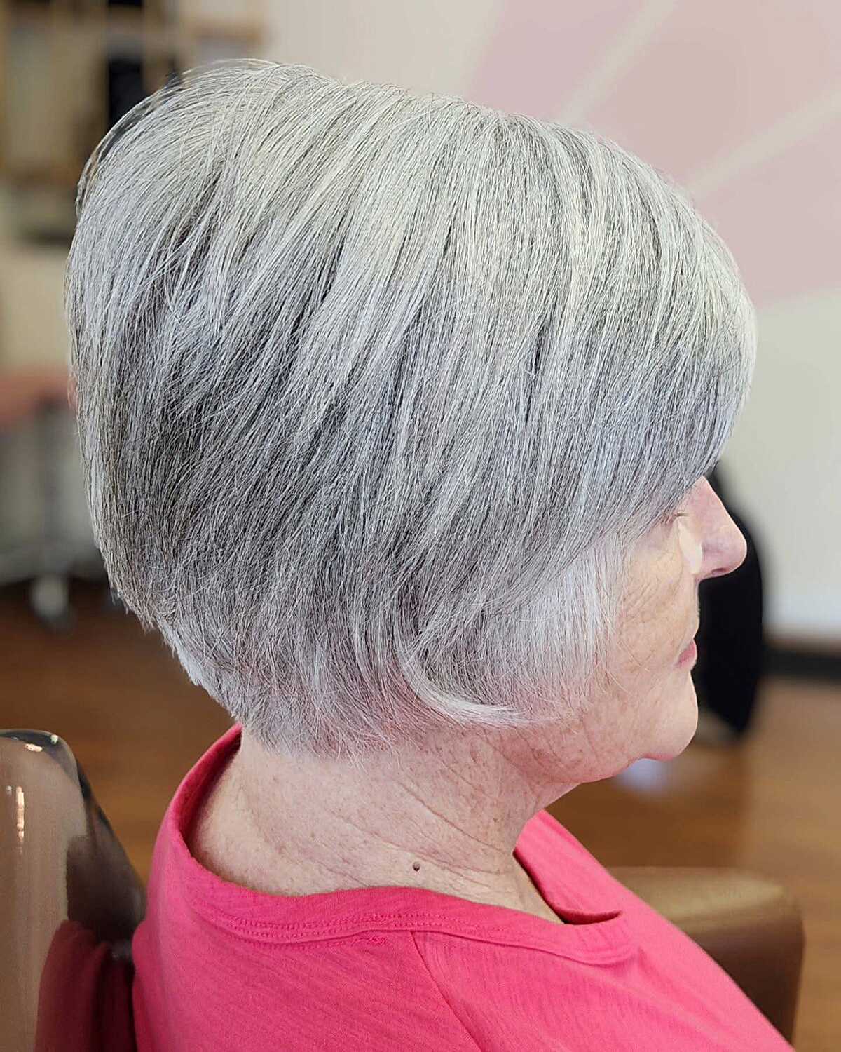 Silver stacked bixie from the back with blunt perimeter