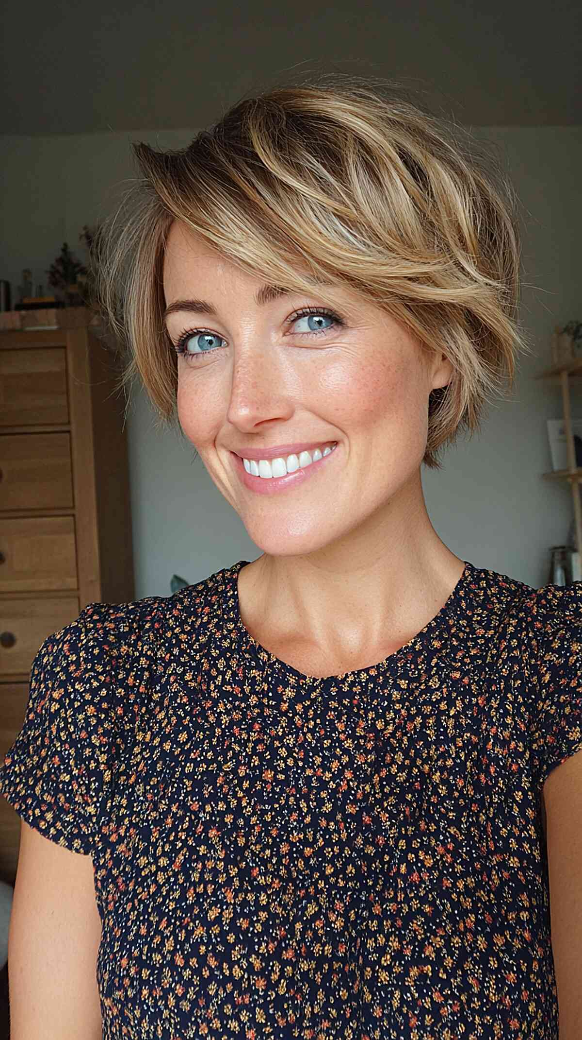 Textured Pixie Bob for Fine Hair