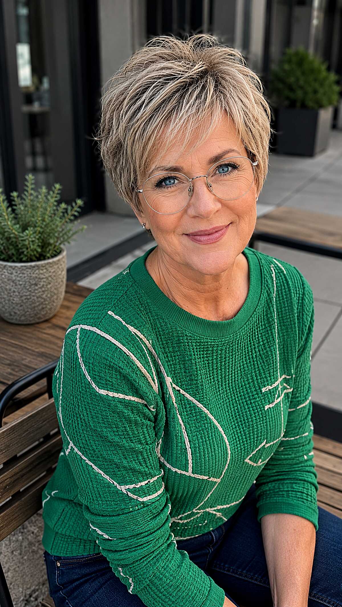 Ash Blonde Textured Pixie With Lifted Top Layers