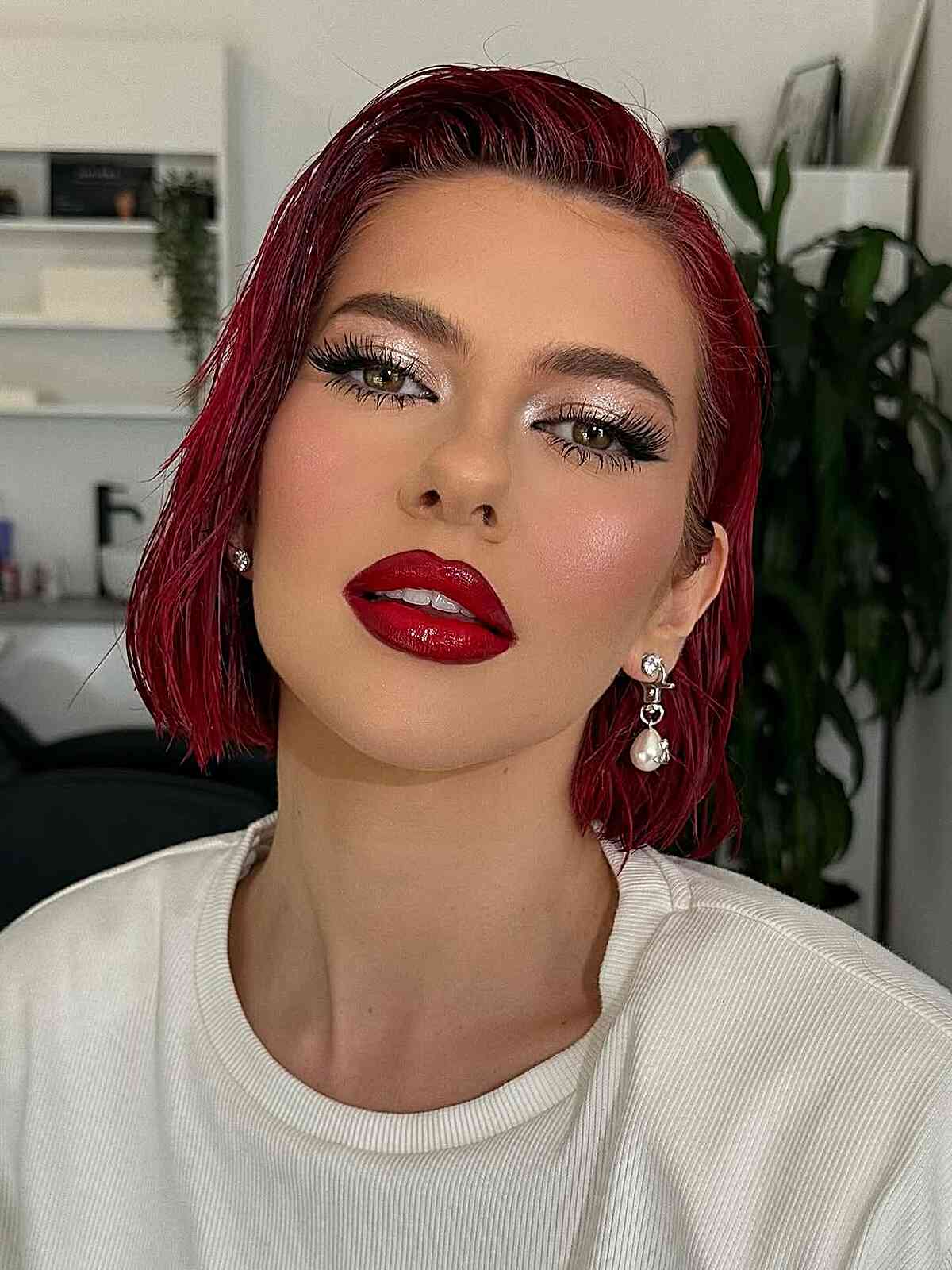 Bold Wet Bob with Vibrant Red Color