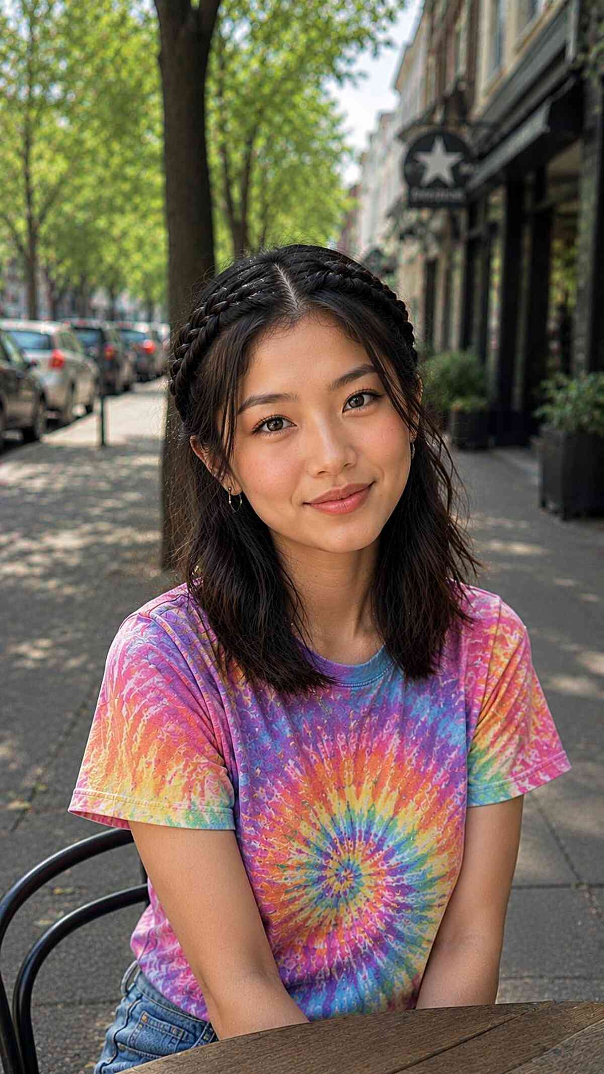 Chic Braided Half-Up Medium Hairstyle