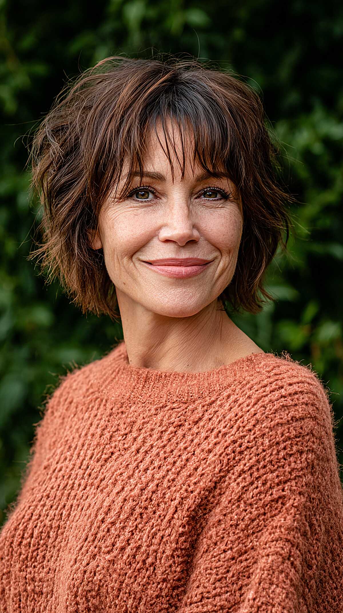 Chin-Length Shaggy Bob with Wispy Bangs