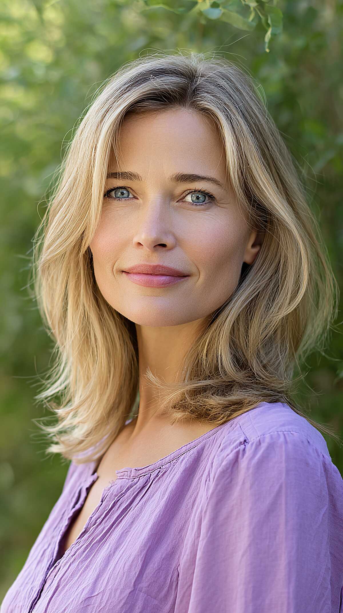 Cool ash blonde medium hair with soft minimal layers