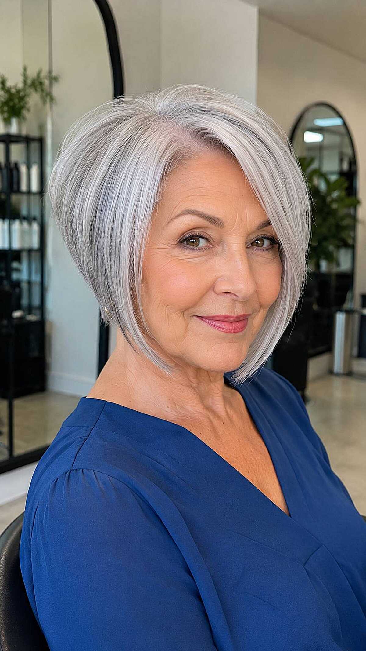 Cool silver A-line bob with stacked back