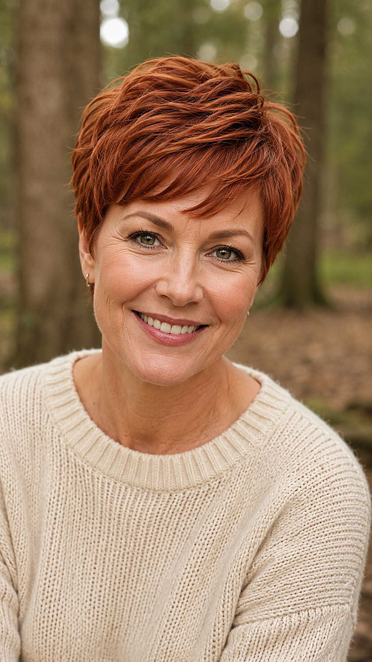 Copper Red Pixie with Directional Swept Layers