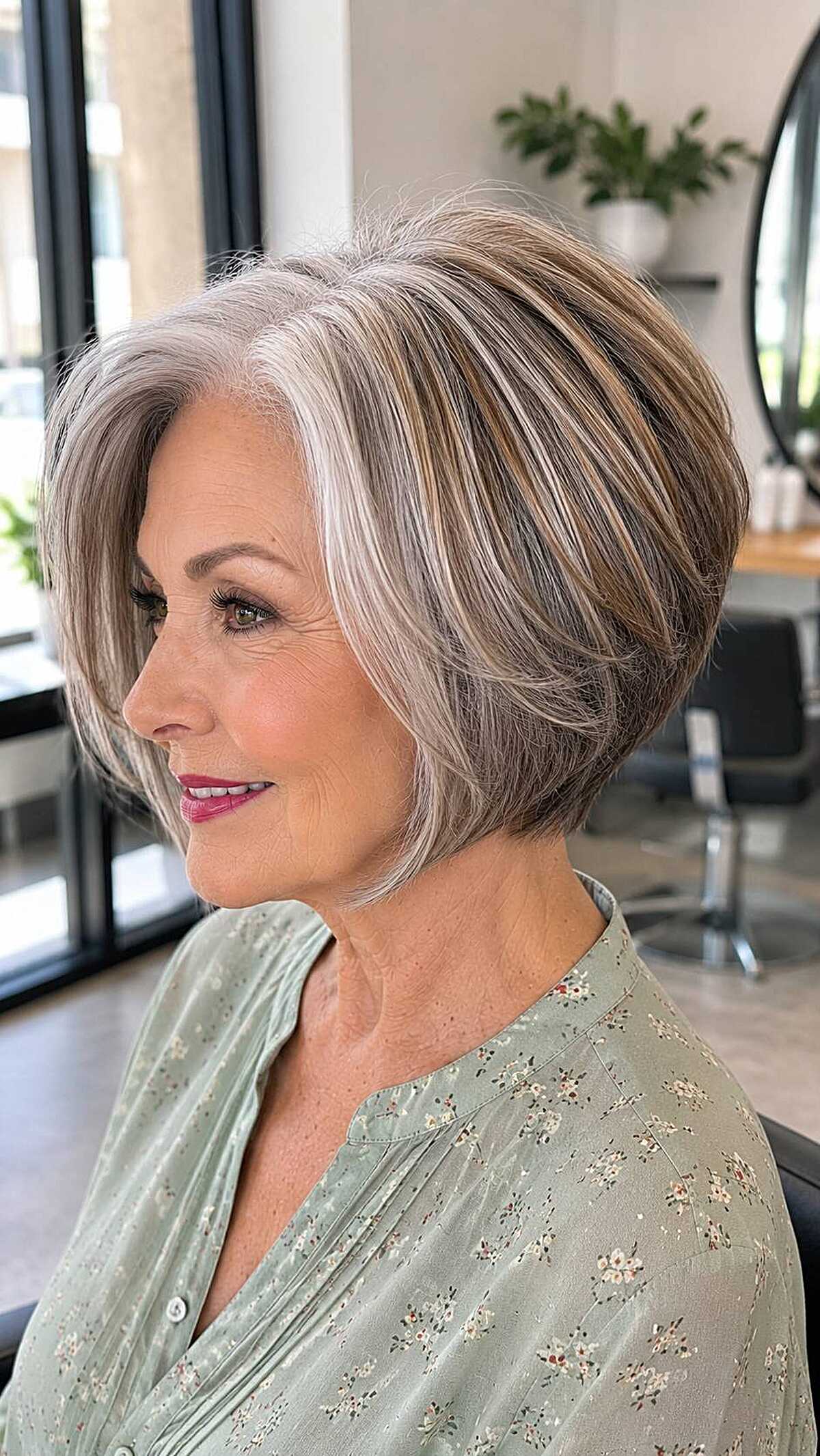 Dimensional highlighted stacked A-line bob