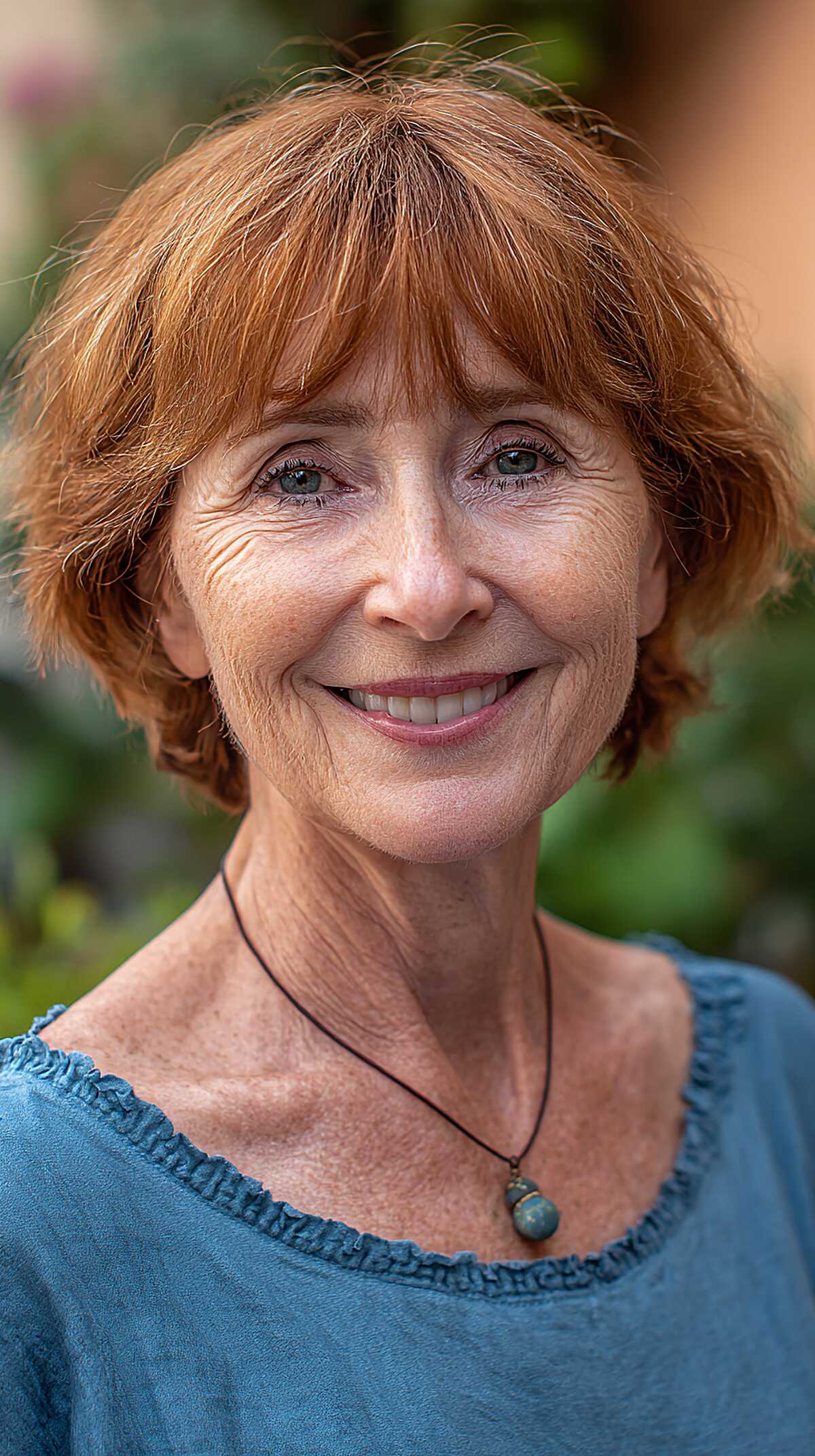 Ginger Copper Chin-Length Shag with Soft Rounded Fringe