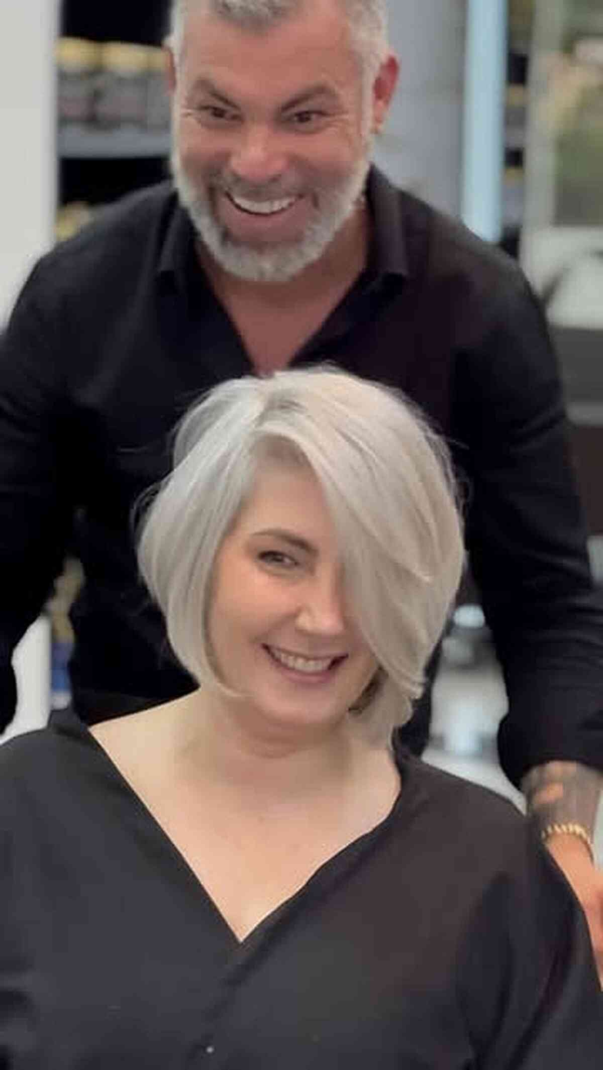 Stylish Silver Asymmetrical Bob