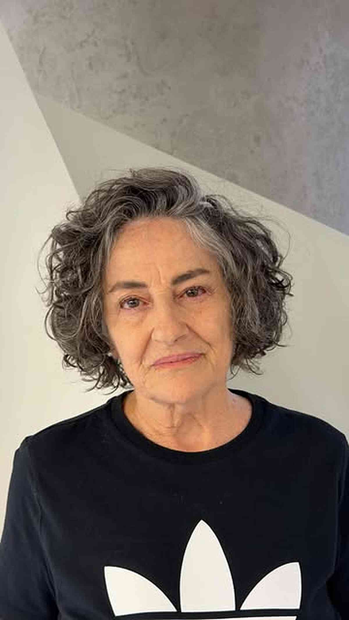 Textured Curly Bob for Gray Hair