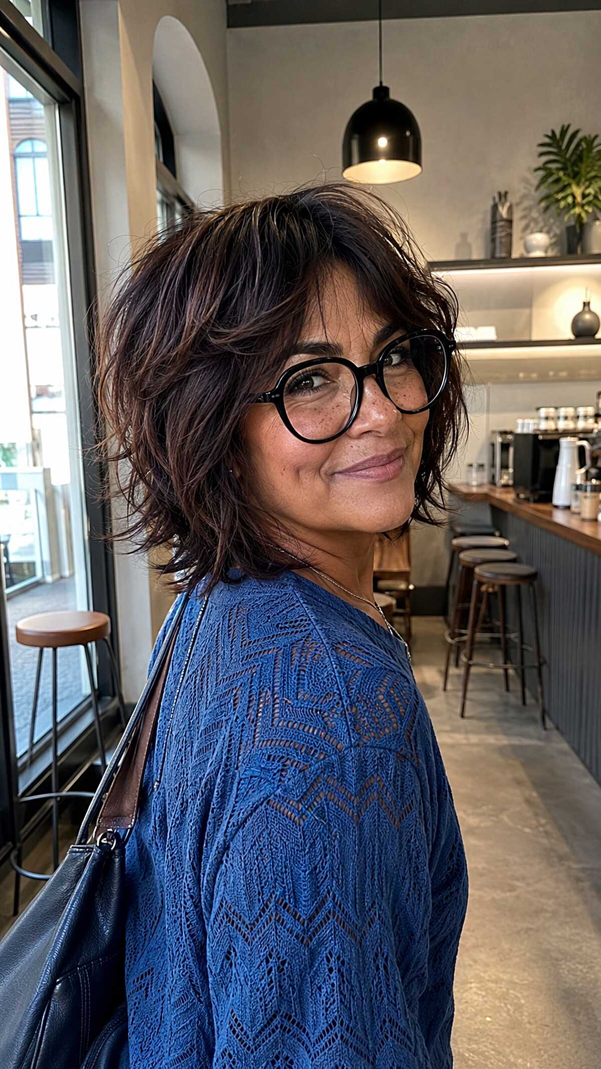 Tousled Dark Chocolate Shag With Curtain Layers
