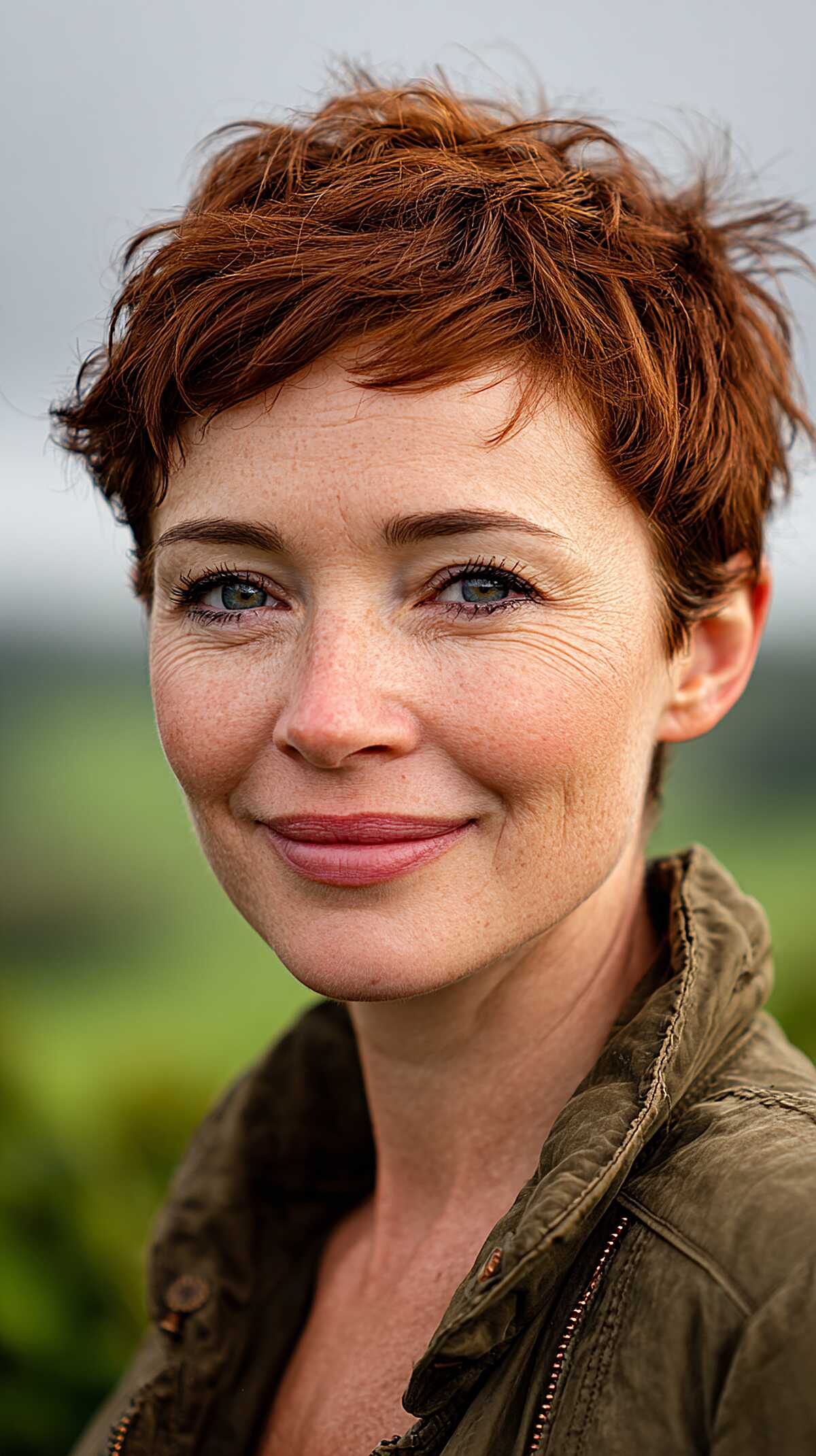 Warm Auburn Pixie with Messy Crown Texture