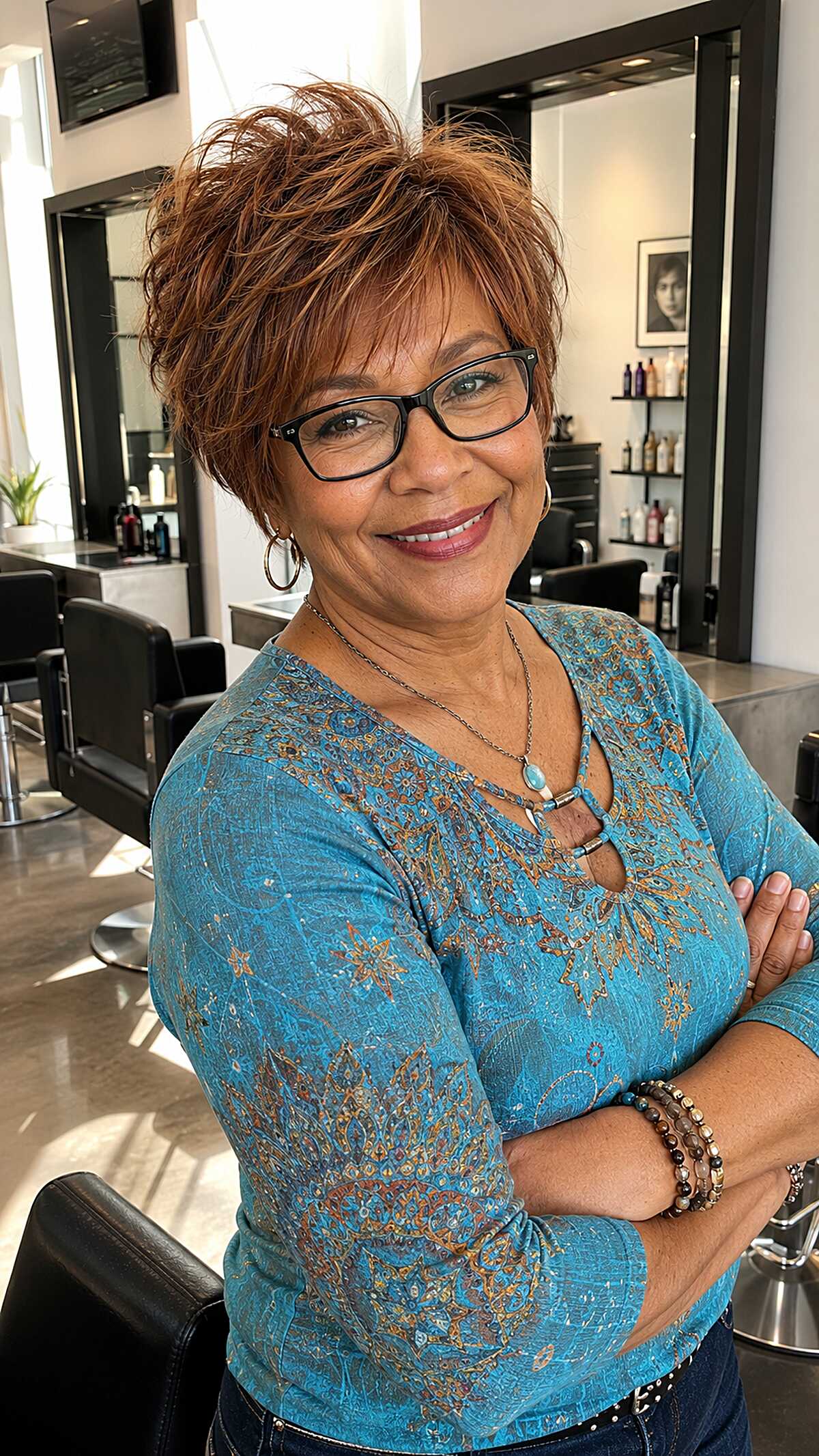 Warm Copper Razored Pixie With Tousled Crown Height