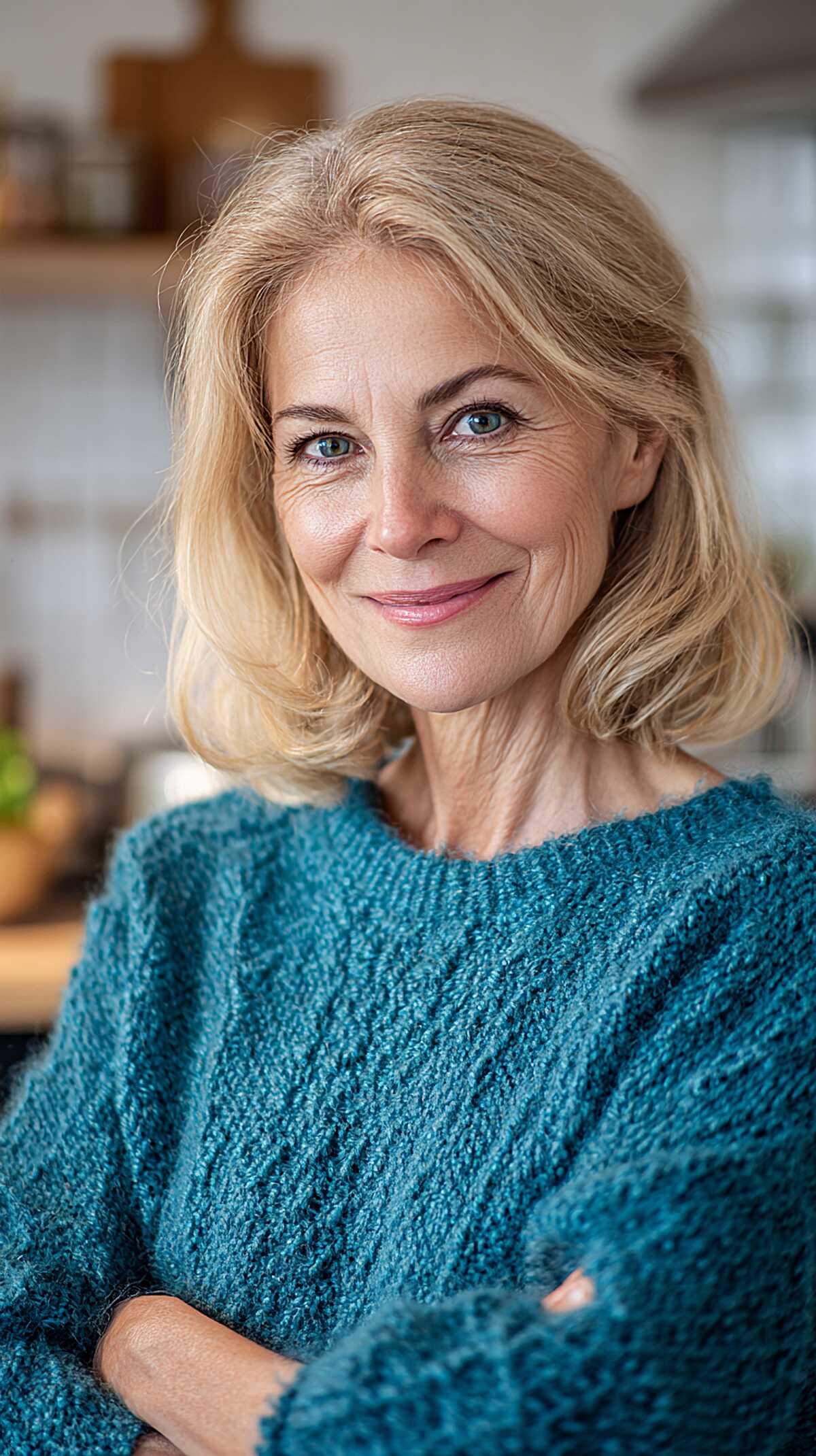 Natural Blonde Collarbone Lob with Soft Bend