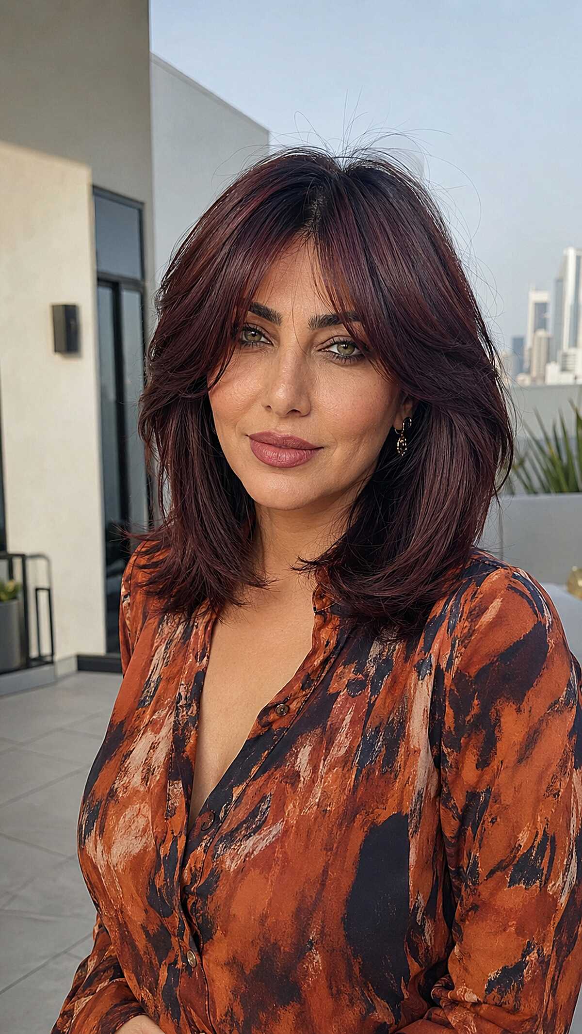 Plum-Kissed Shag Lob with Voluminous Crown Layering