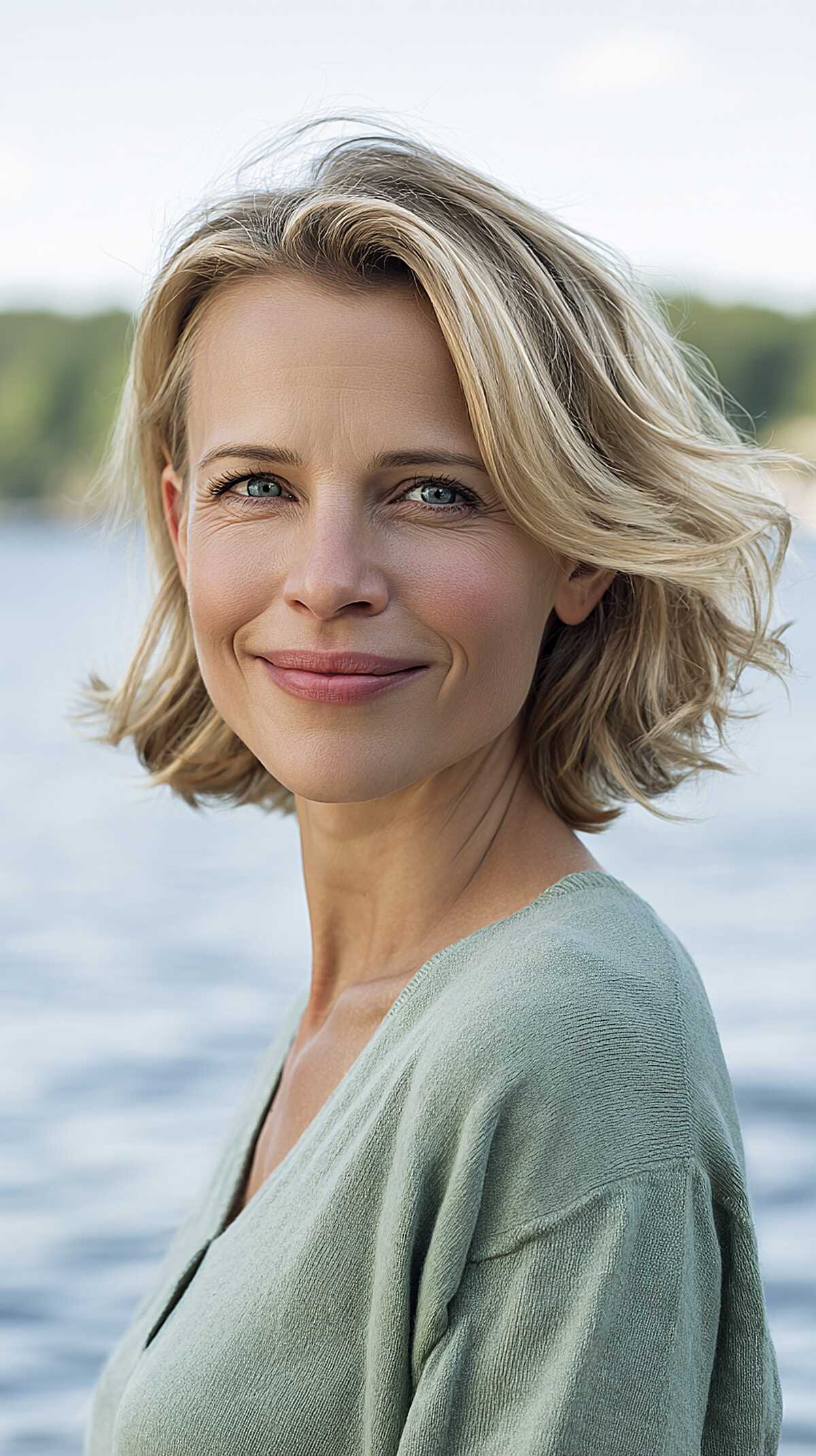 Soft Wave Side Part Bob in Buttery Blonde