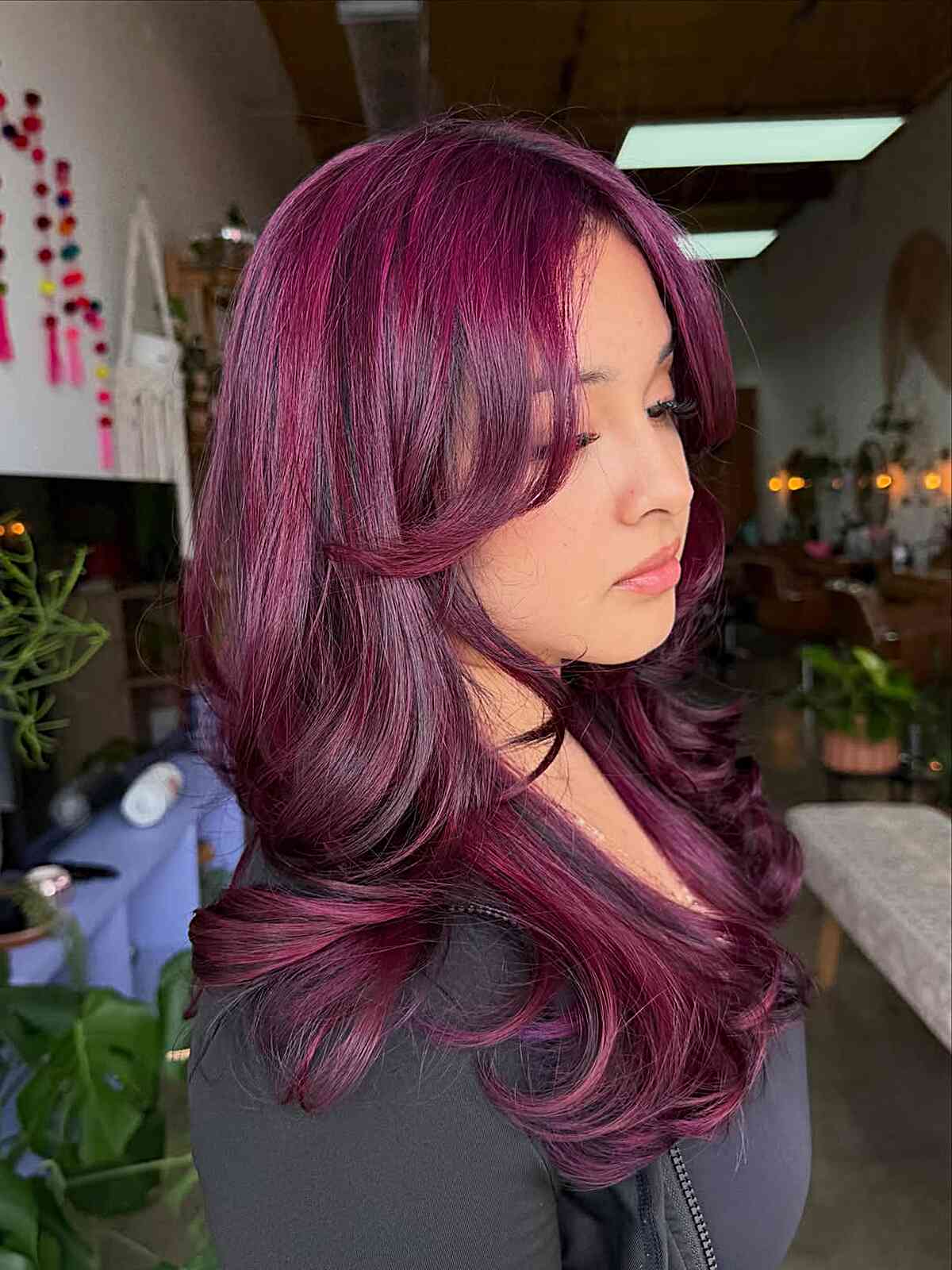 Vibrant Magenta Layered Waves