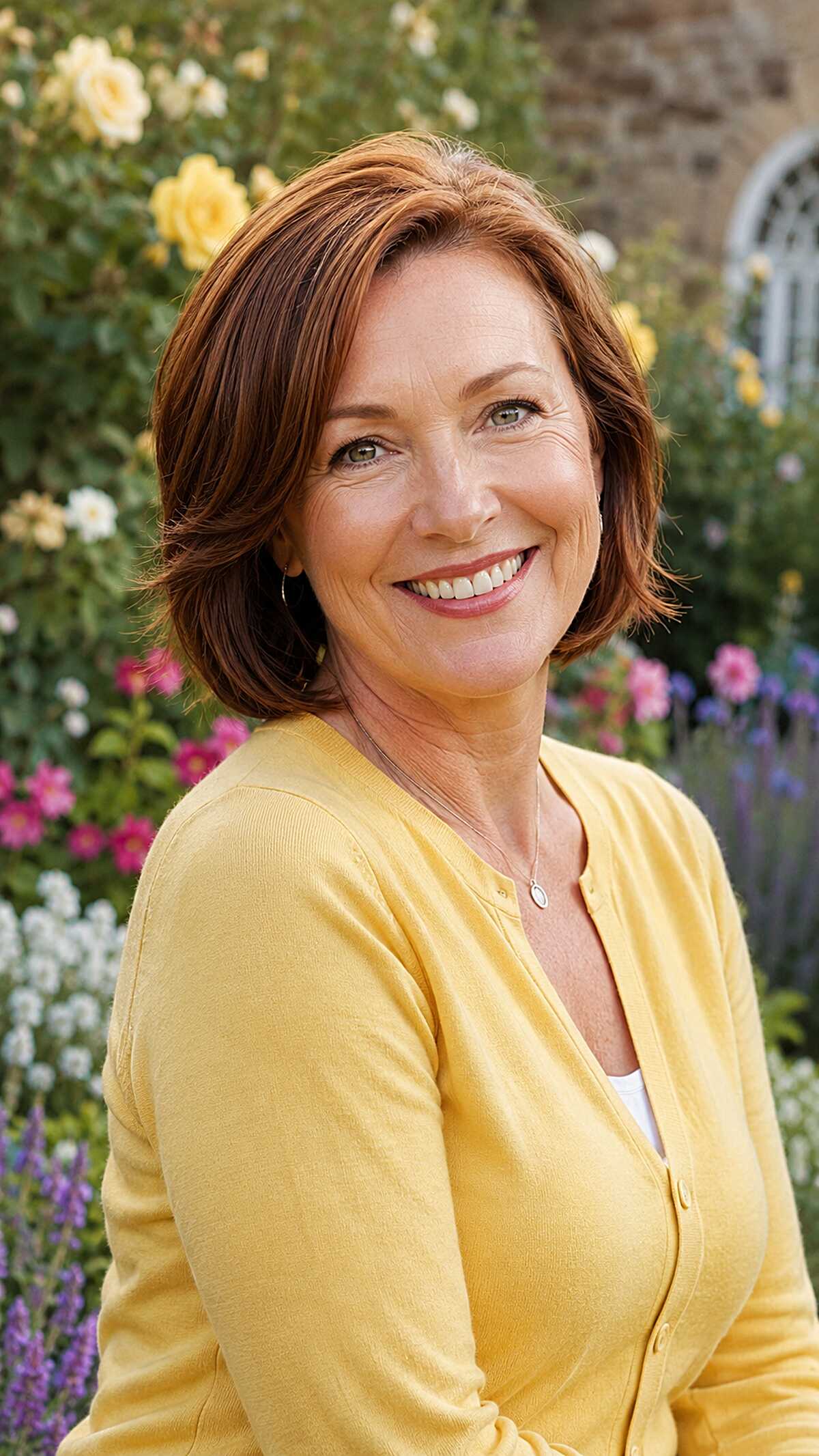 Warm Auburn Side Part Bob with Feathered Layers