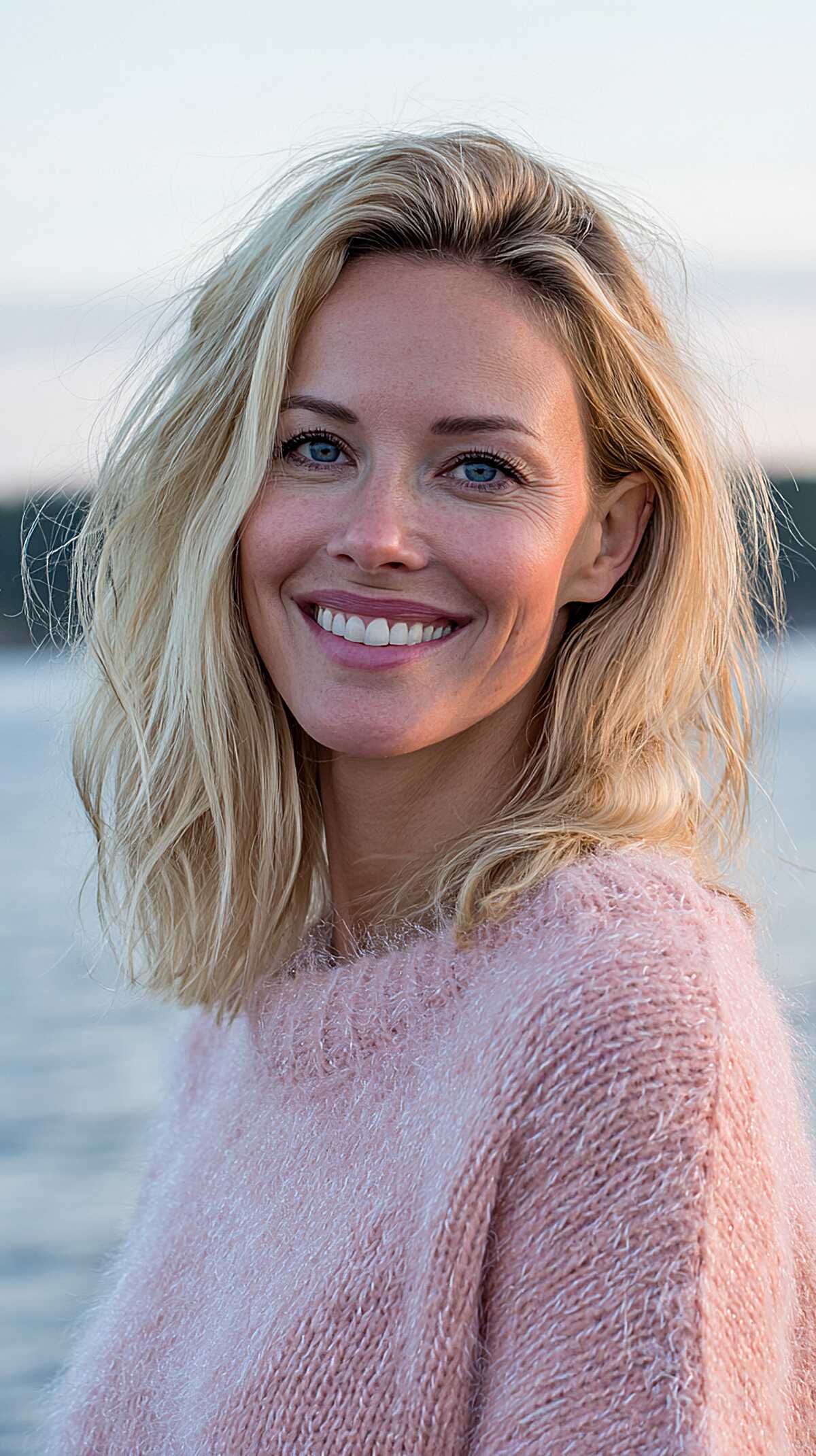The Buttery Blonde Loose Lob with Soft Side Sweep