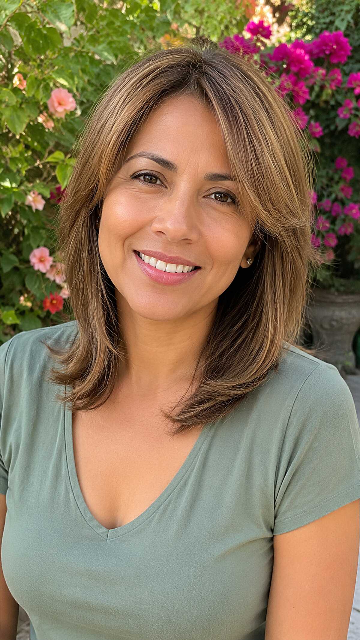The Caramel-Threaded Layered Shoulder Cut with Flipped Ends
