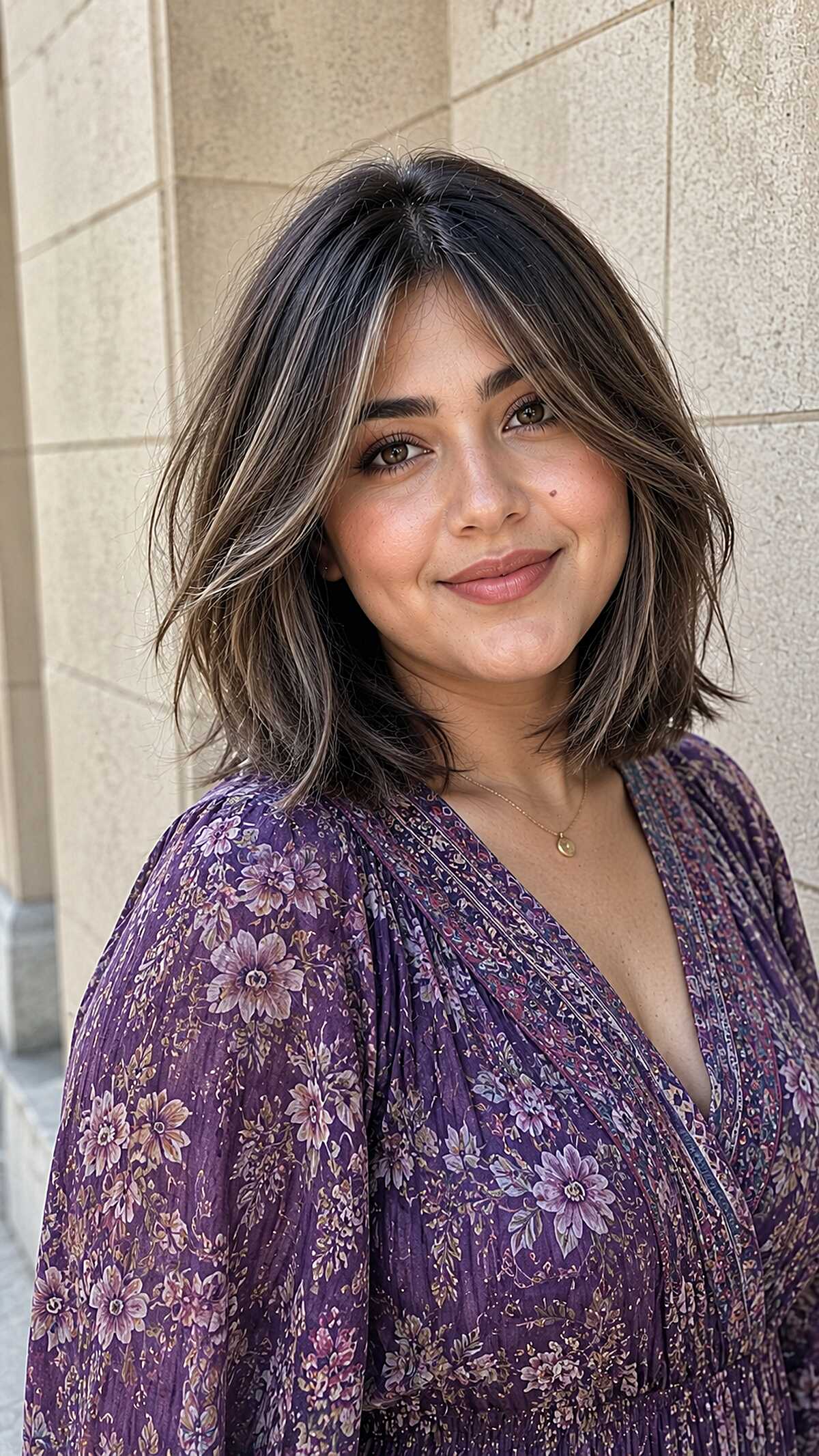 Chin-Length Textured Bob with Piecey Curtain Fringe