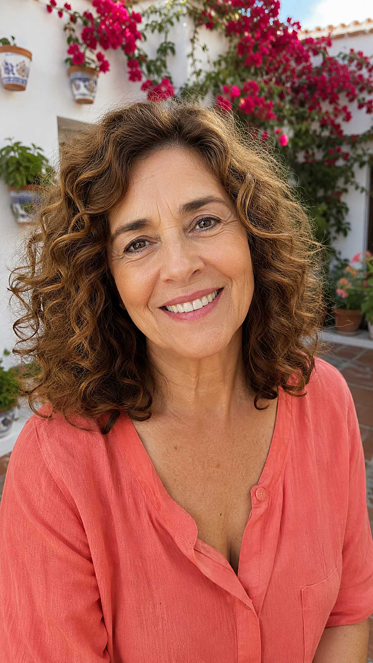 Collarbone Curls with Warm Brunette and Honey Balayage