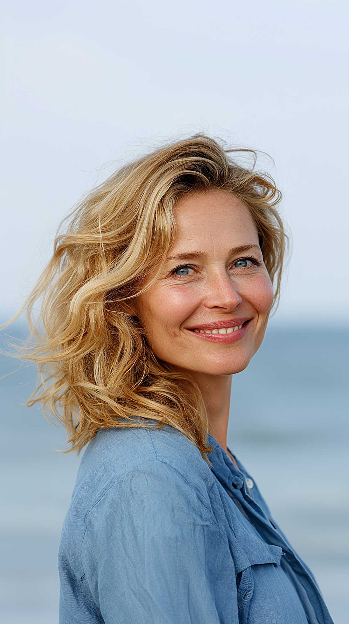The Golden Blonde Windswept Collarbone Waves