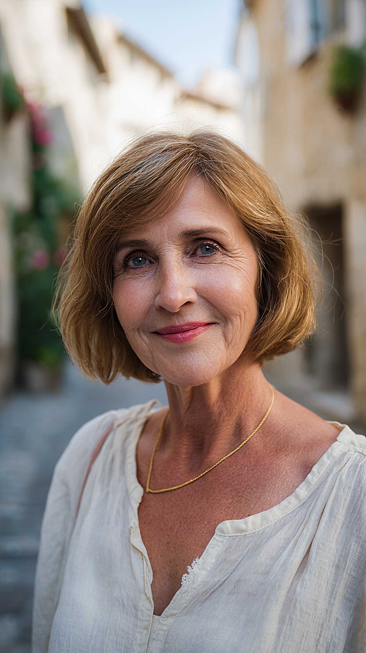 Golden Strawberry Bob with Soft Side Part