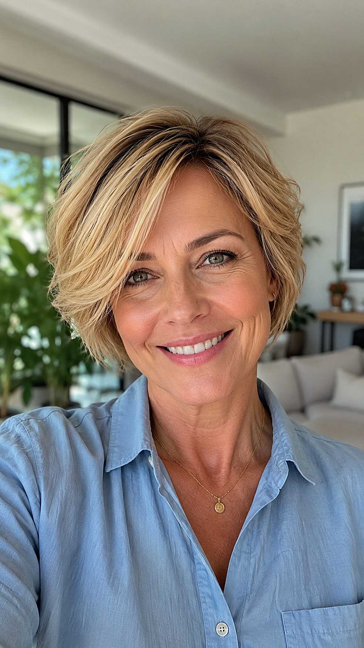 The Honey Bronde Flipback Bixie with Low Contrast