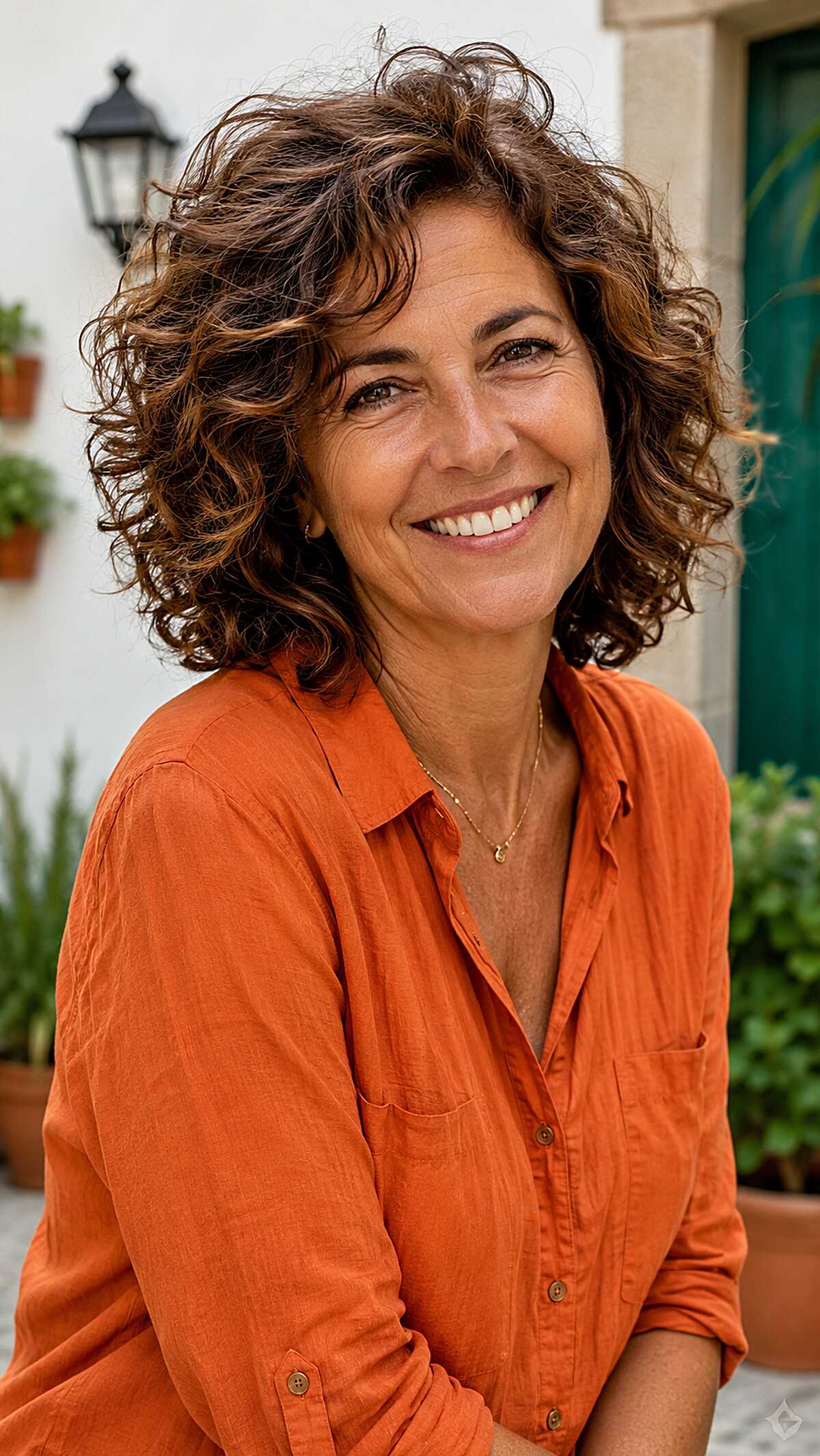 Lived-In Curly Bob with Warm Brunette Dimension