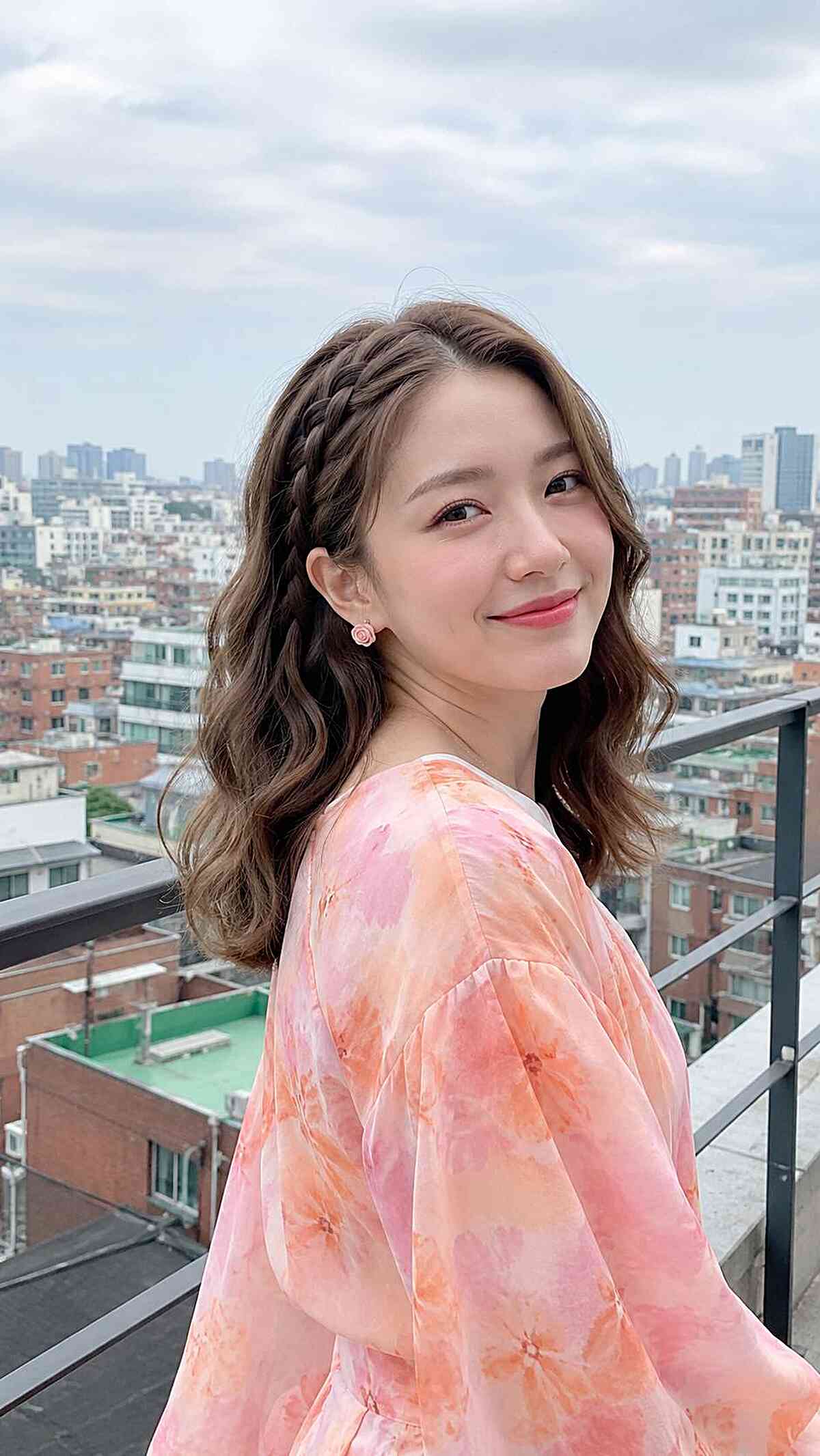 Playful Loose Waves with Braided Accent