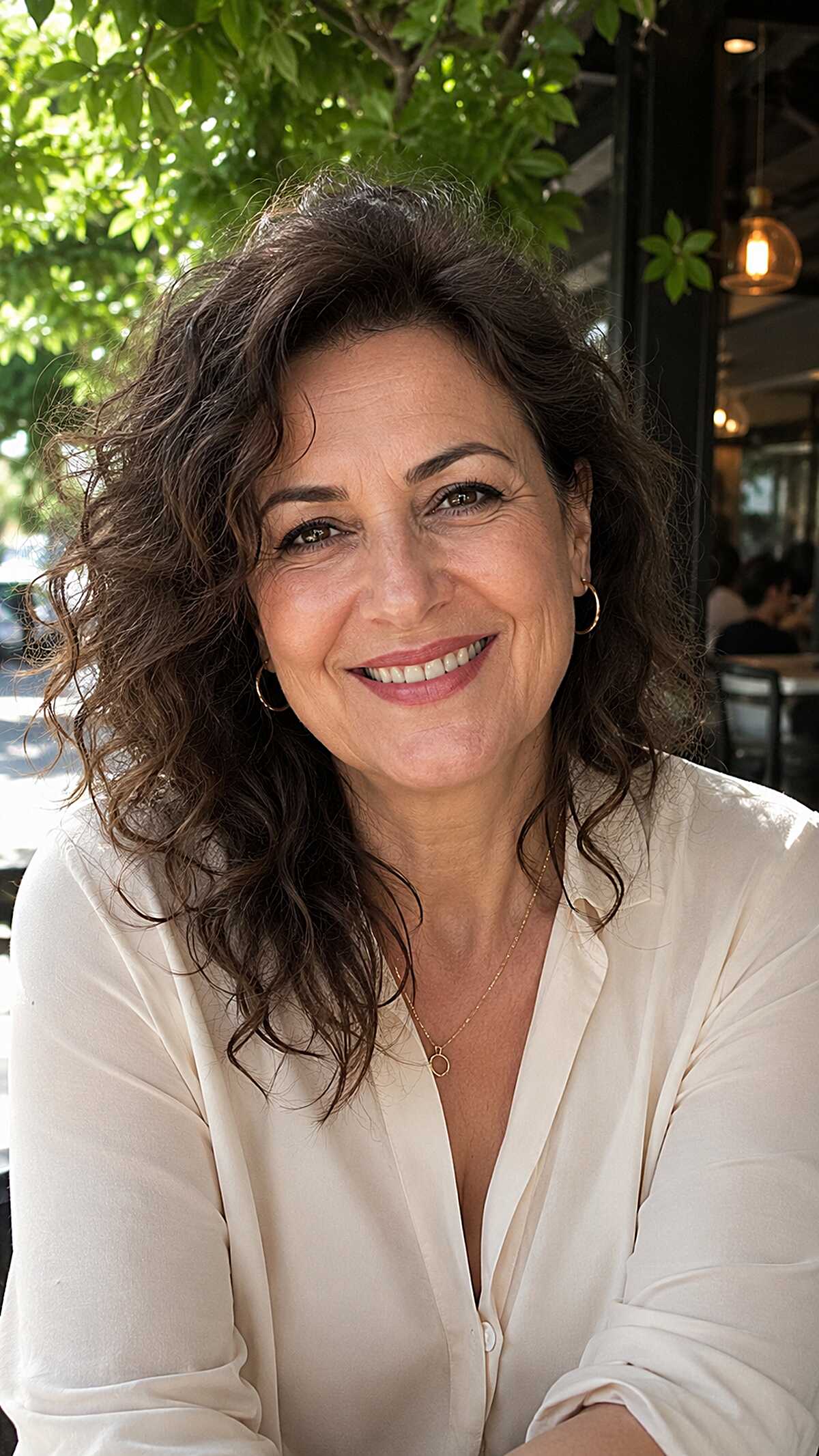Shoulder-Length Dark Curls with Loose Layering and Natural Texture
