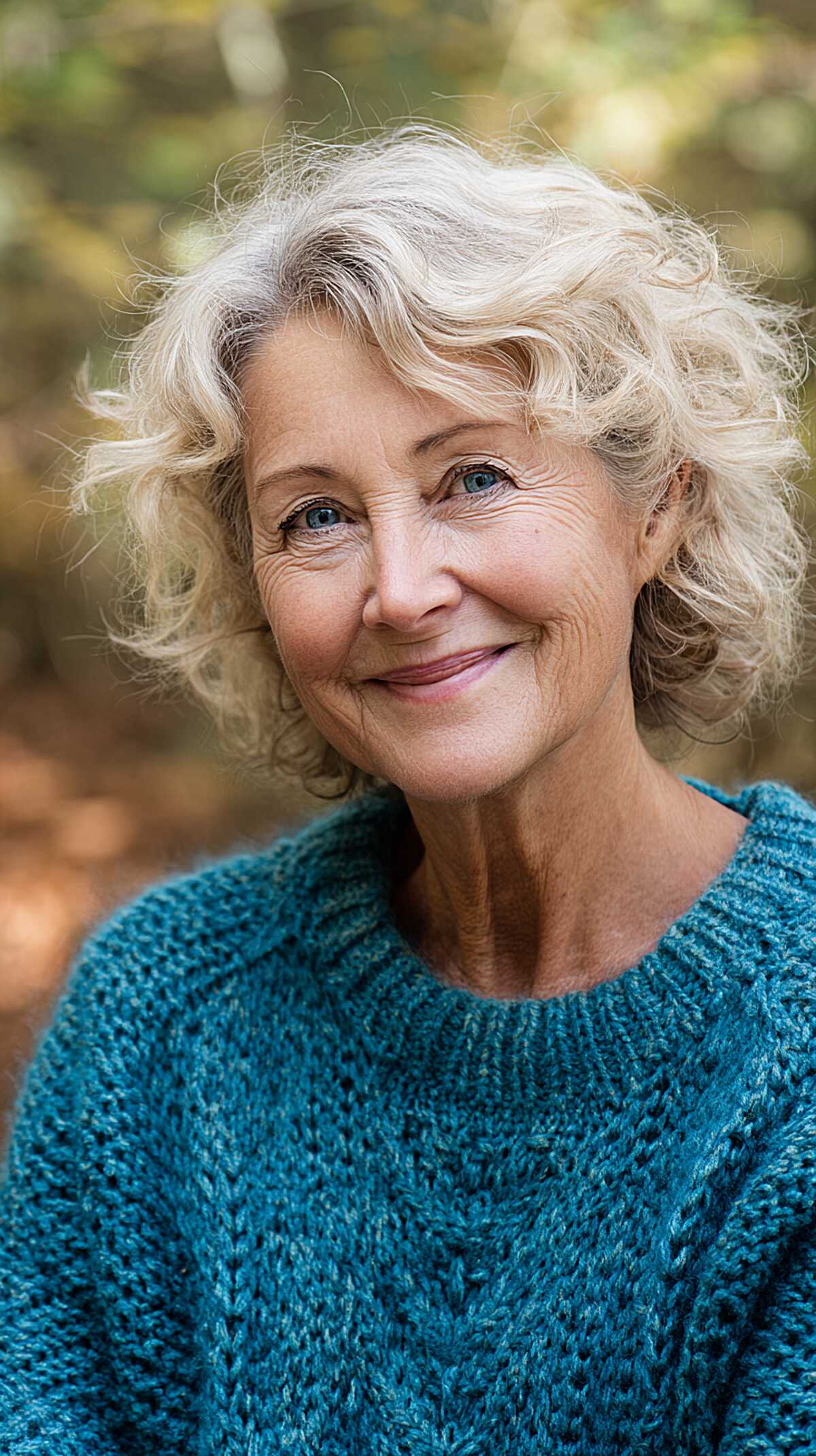 Soft Platinum Curls with a Loose Side Sweep and Natural Movement