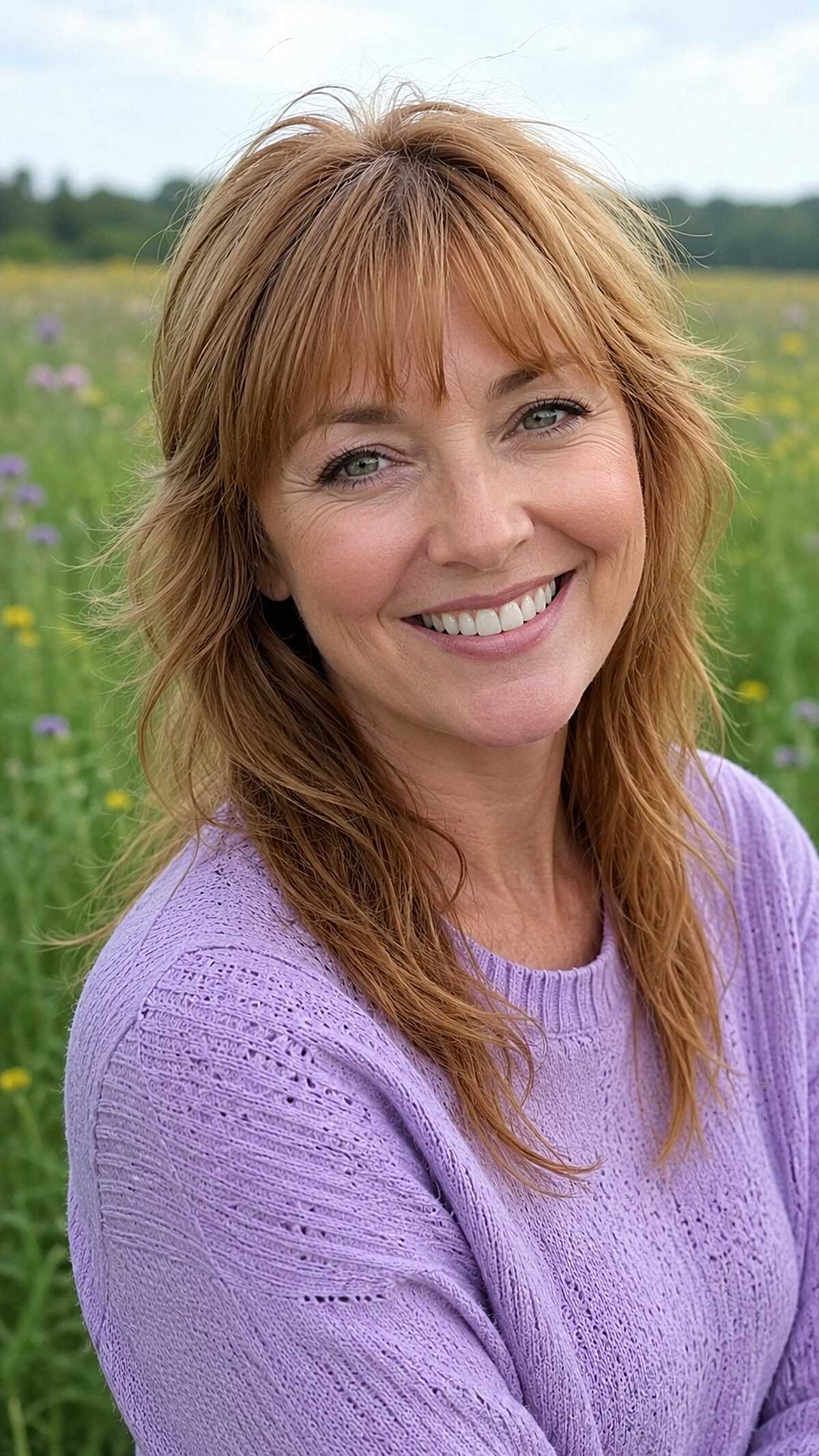 Strawberry Copper Shag with Wispy Fringe and Razored Ends