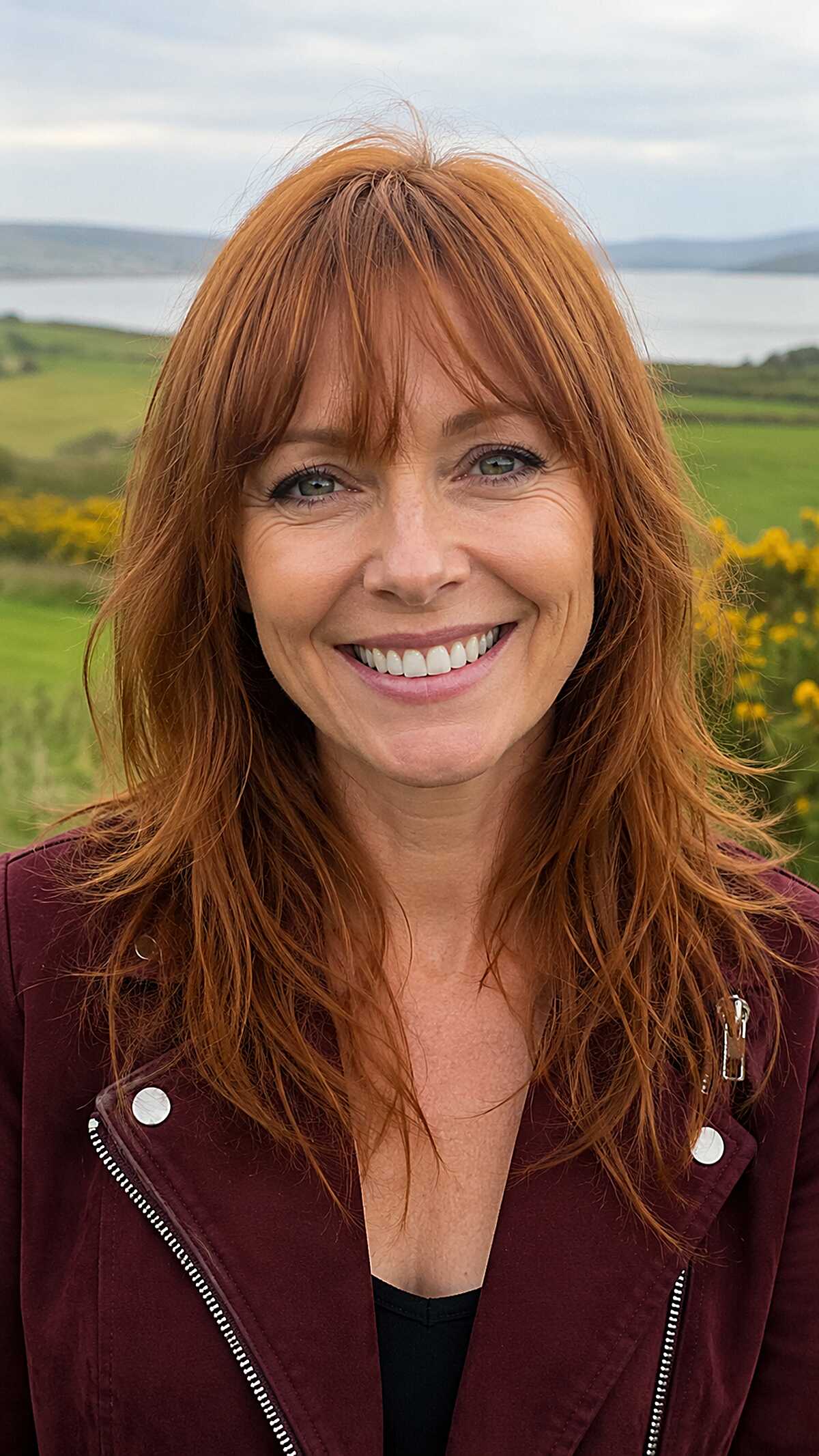 True Red Shag with Textured Fringe and Roughed-Up Ends