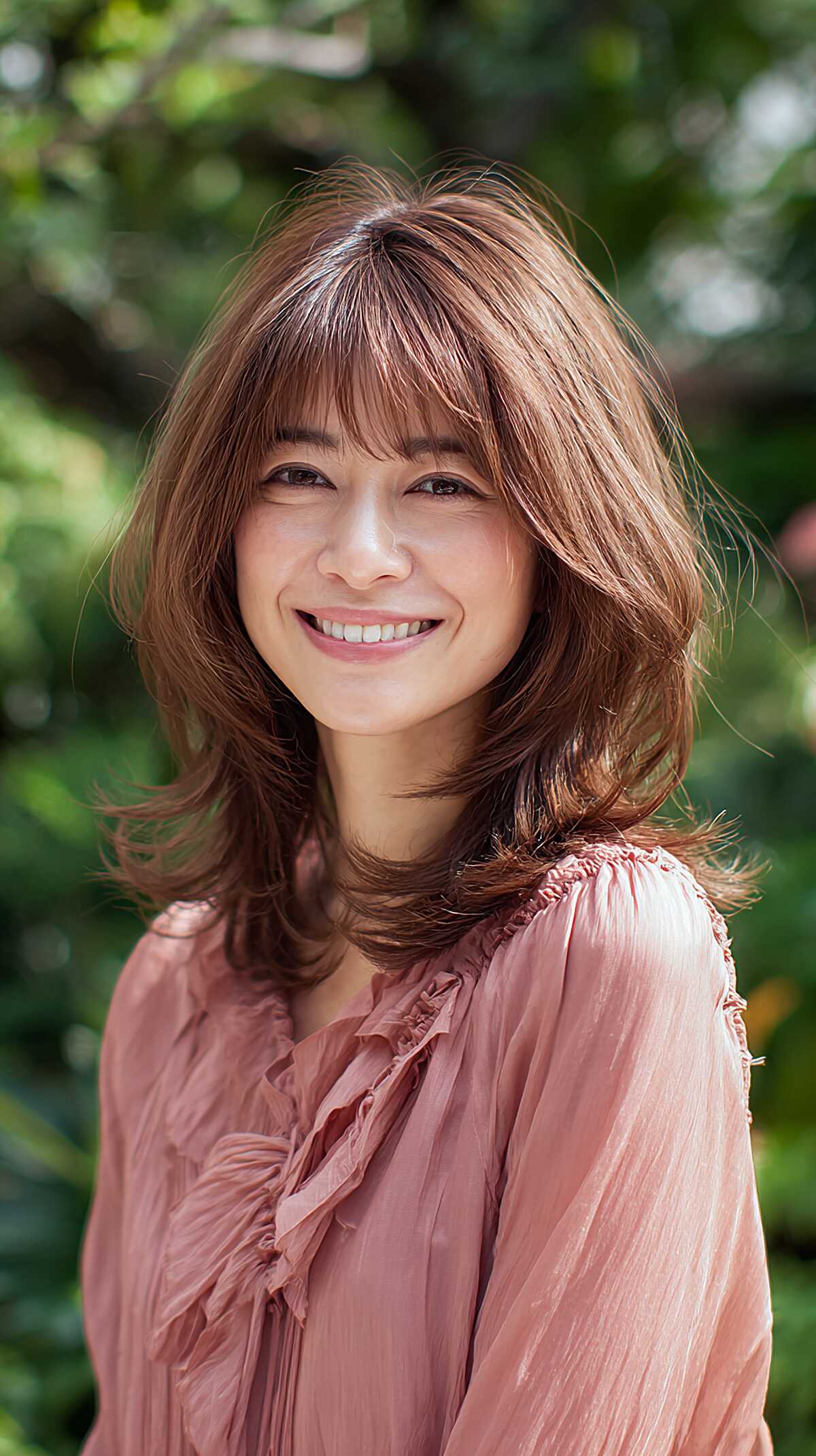Warm Chestnut Shag with Feathered Fringe and Flipped-Out Ends