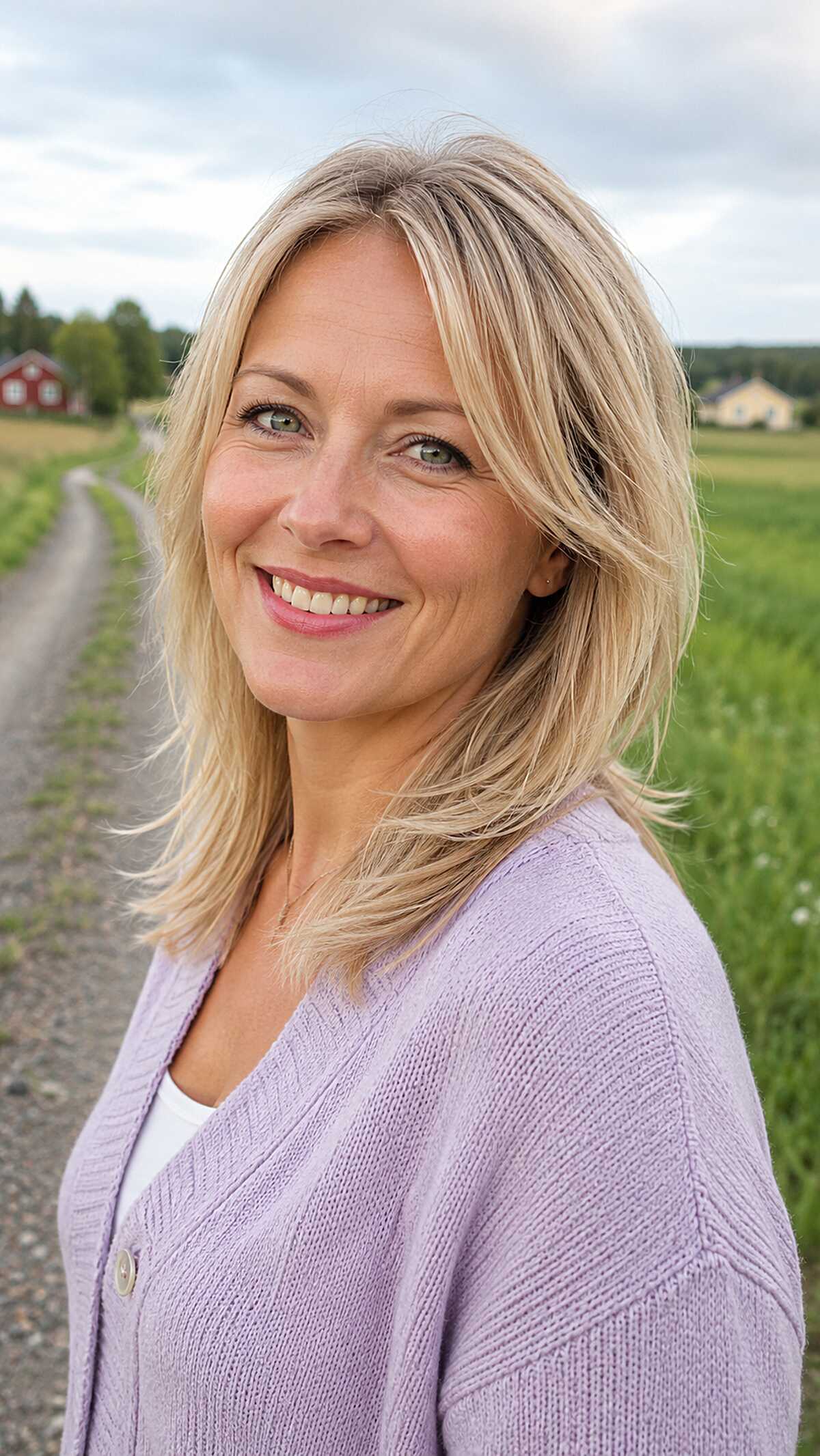 The Wheat Blonde Collarbone Layers with Side-Swept Face Frame