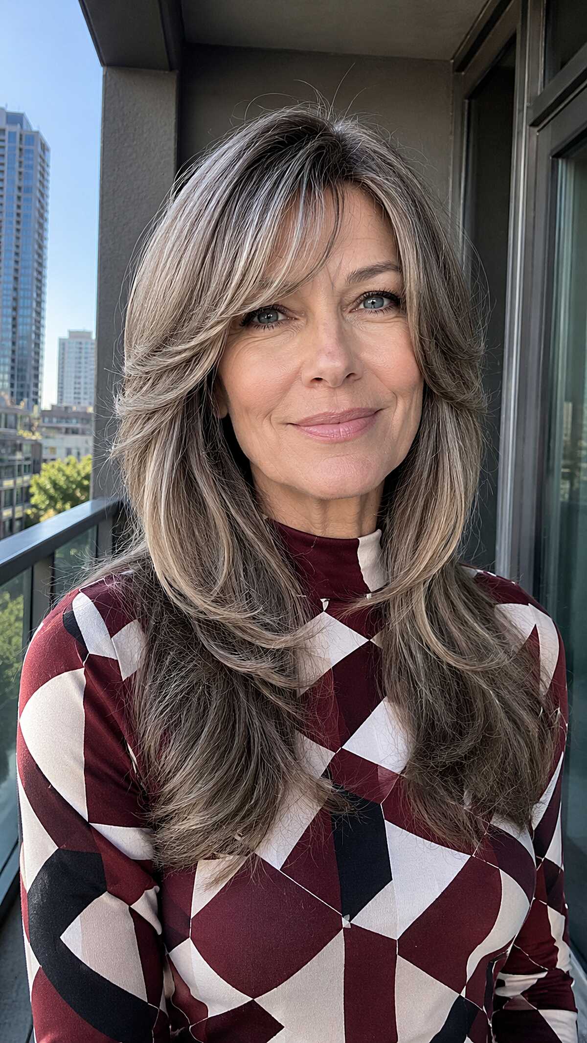 Ash Blonde Butterfly with Silver Threads and Long Side-Swept Fringe