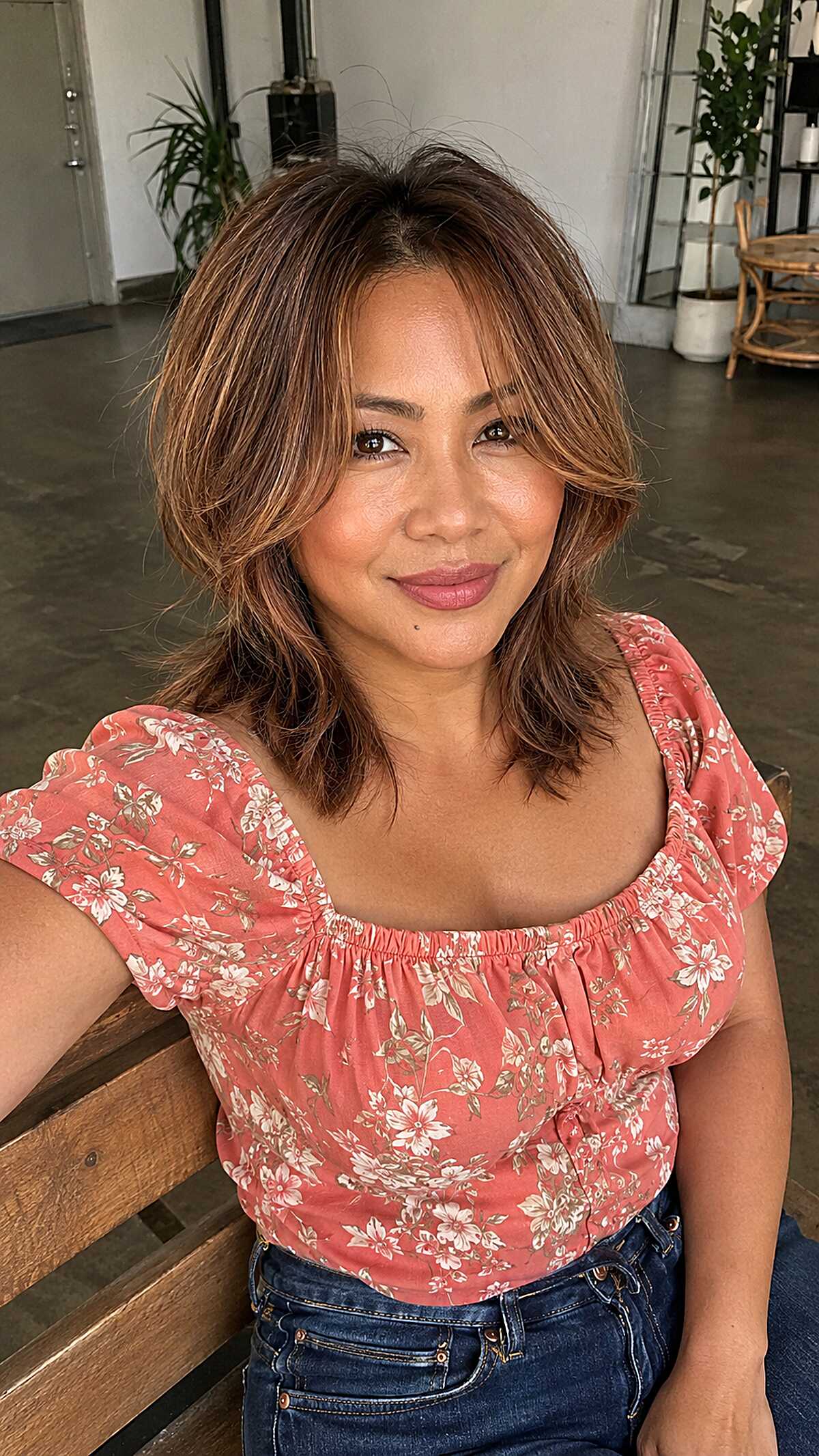 Collarbone Butterfly Bob with Toffee Balayage