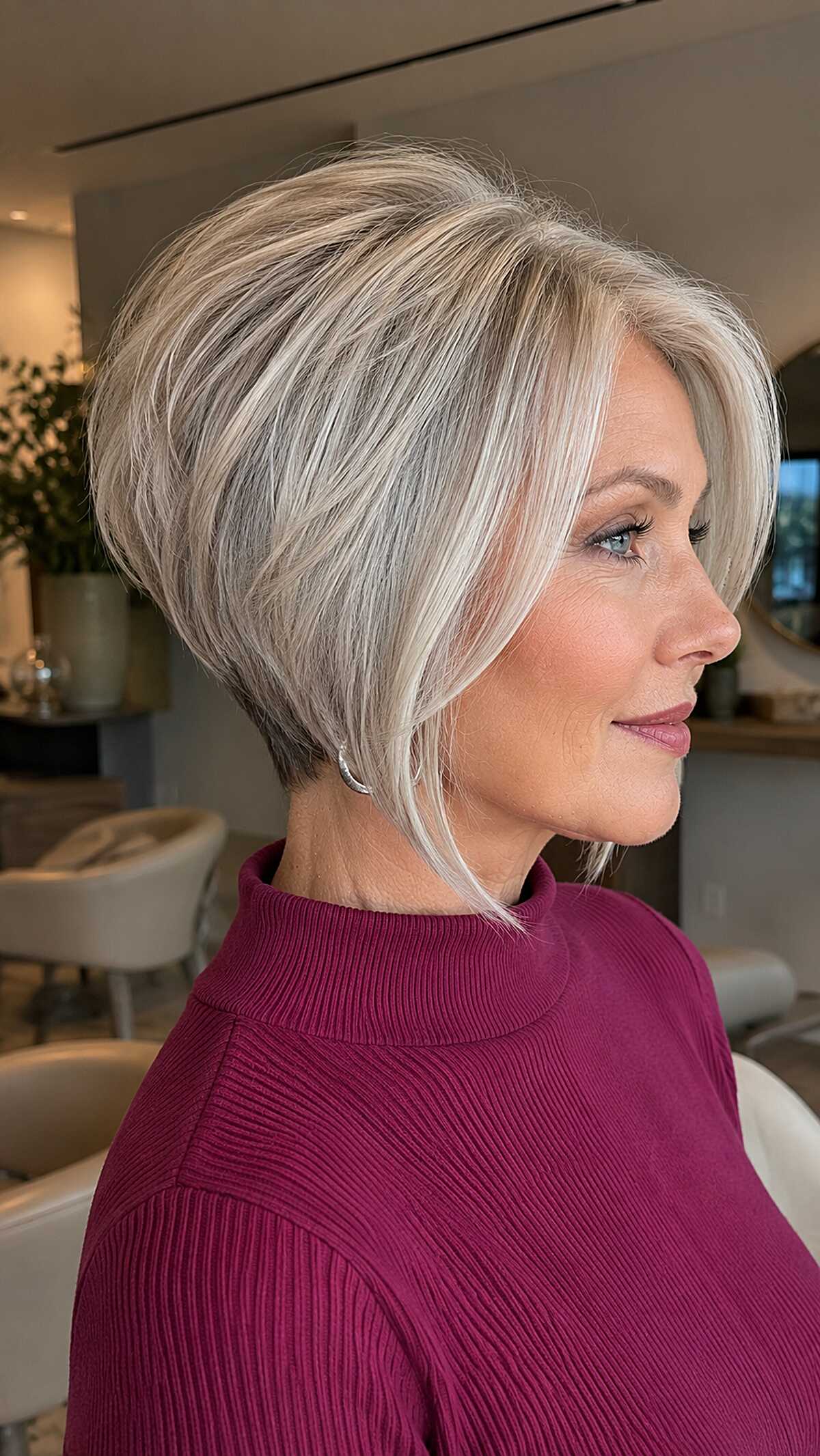 Precision graduated pixie bob in cool blonde tones