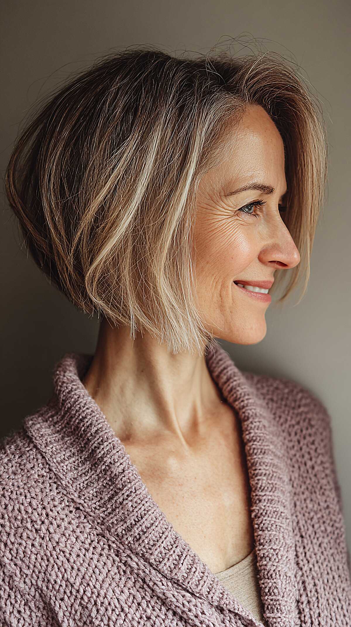 Jaw-Grazing Stacked Bob with Bold Face-Framing Blonde Panels