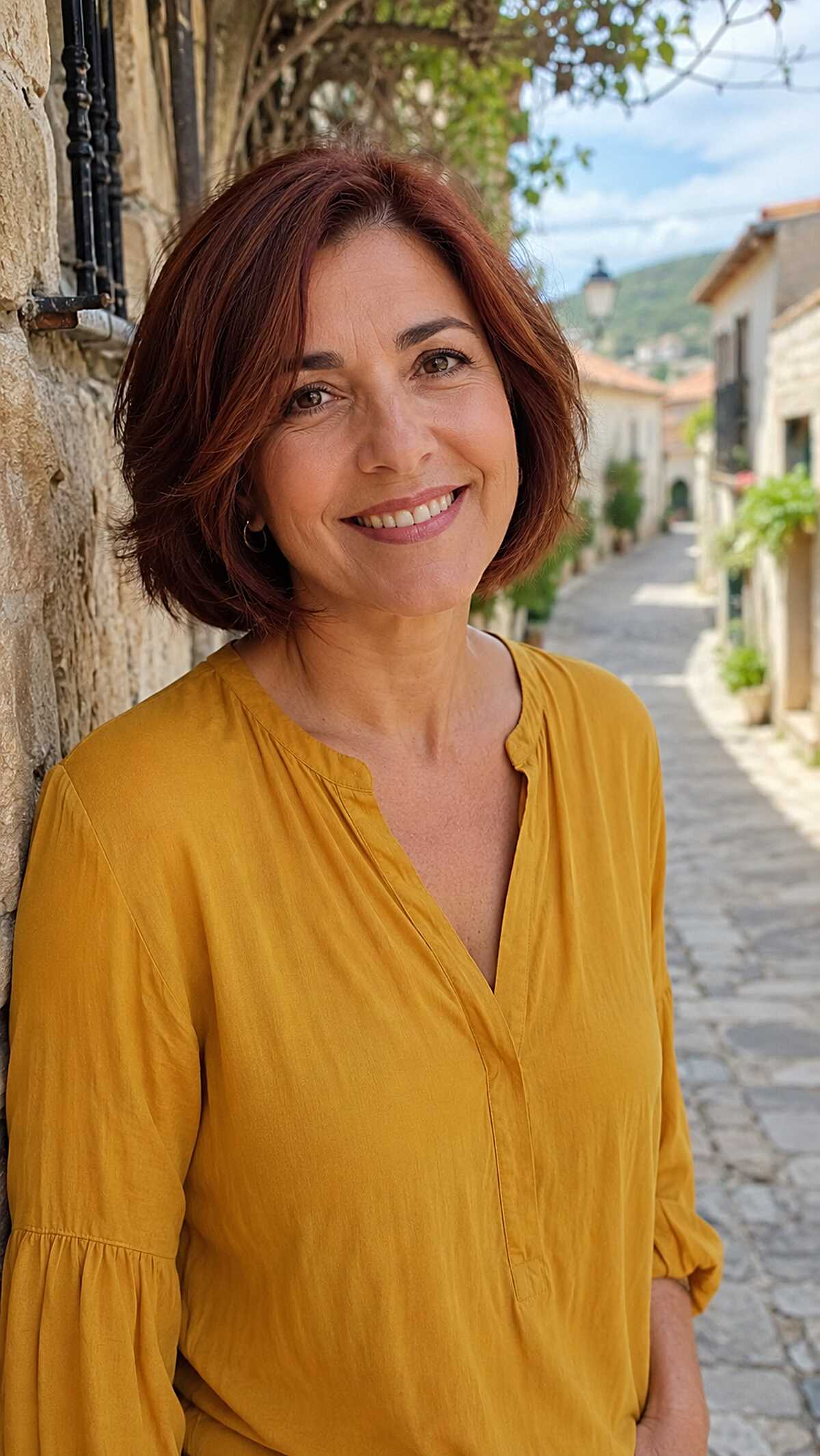 Rich Auburn Bob with Tucked Under Ends