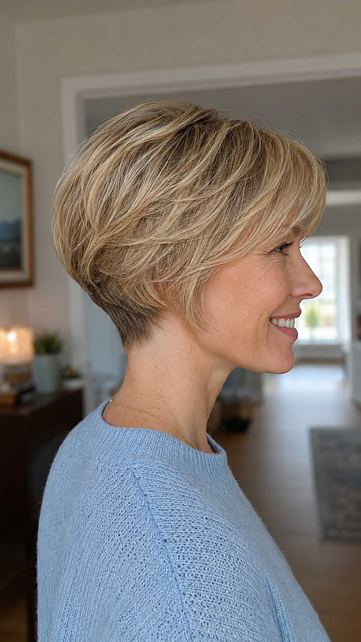 Sandy Blonde Stacked Wedge with Seamless Layers