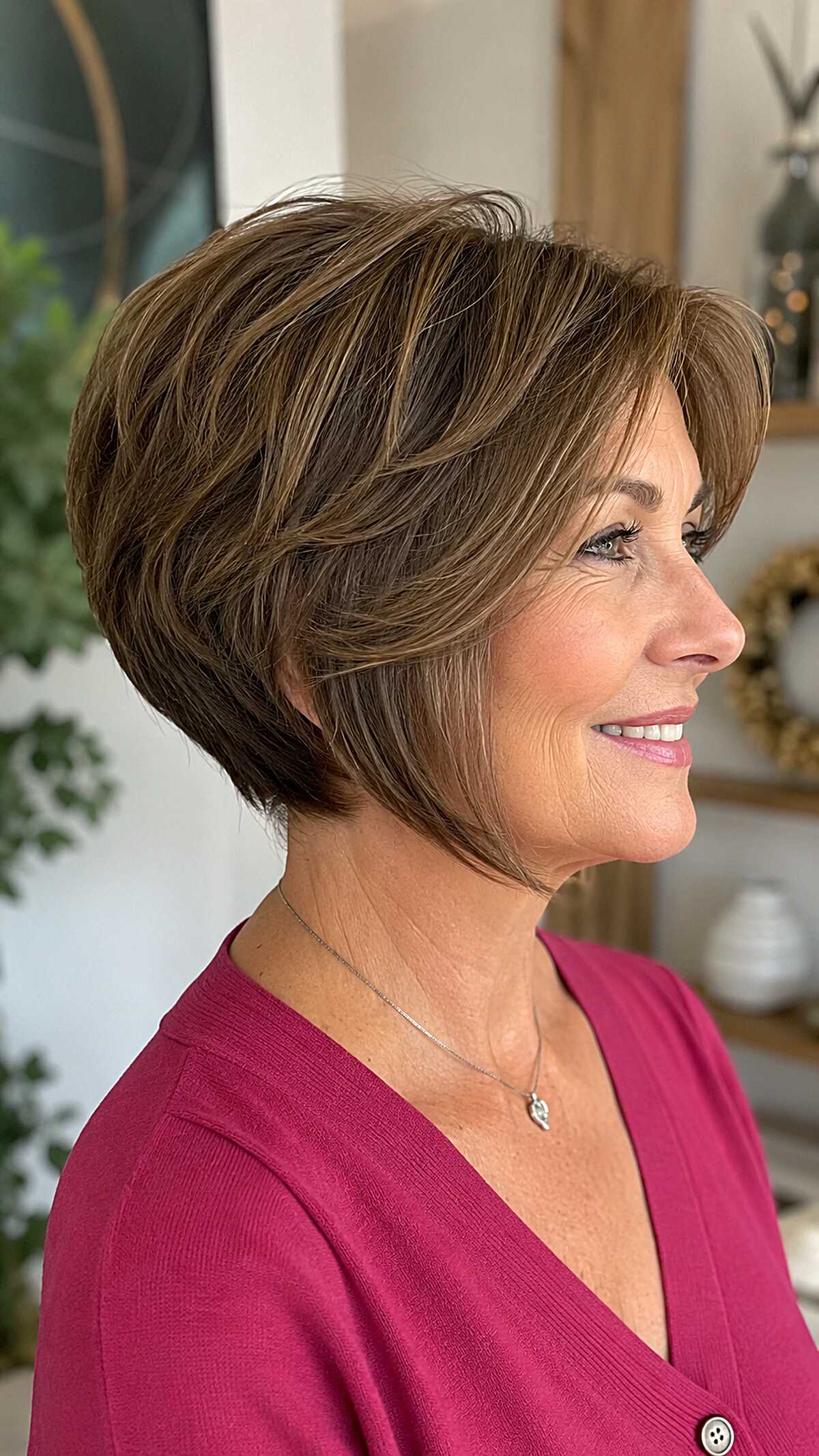 Short Stacked Bob with Honey Brunette Dimension