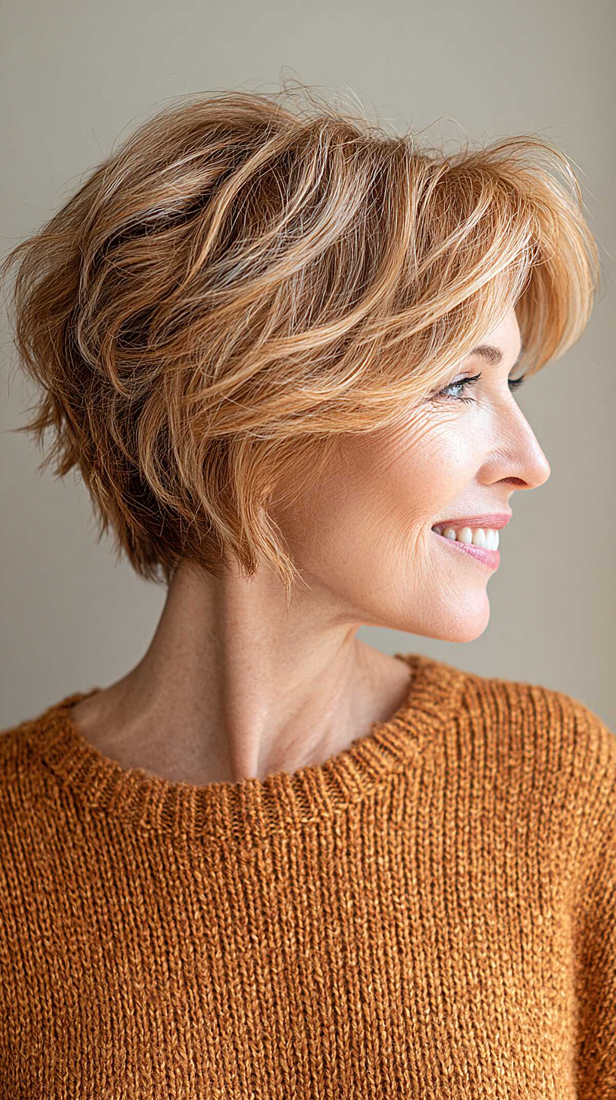 Tousled Honey Blonde Layered Wedge