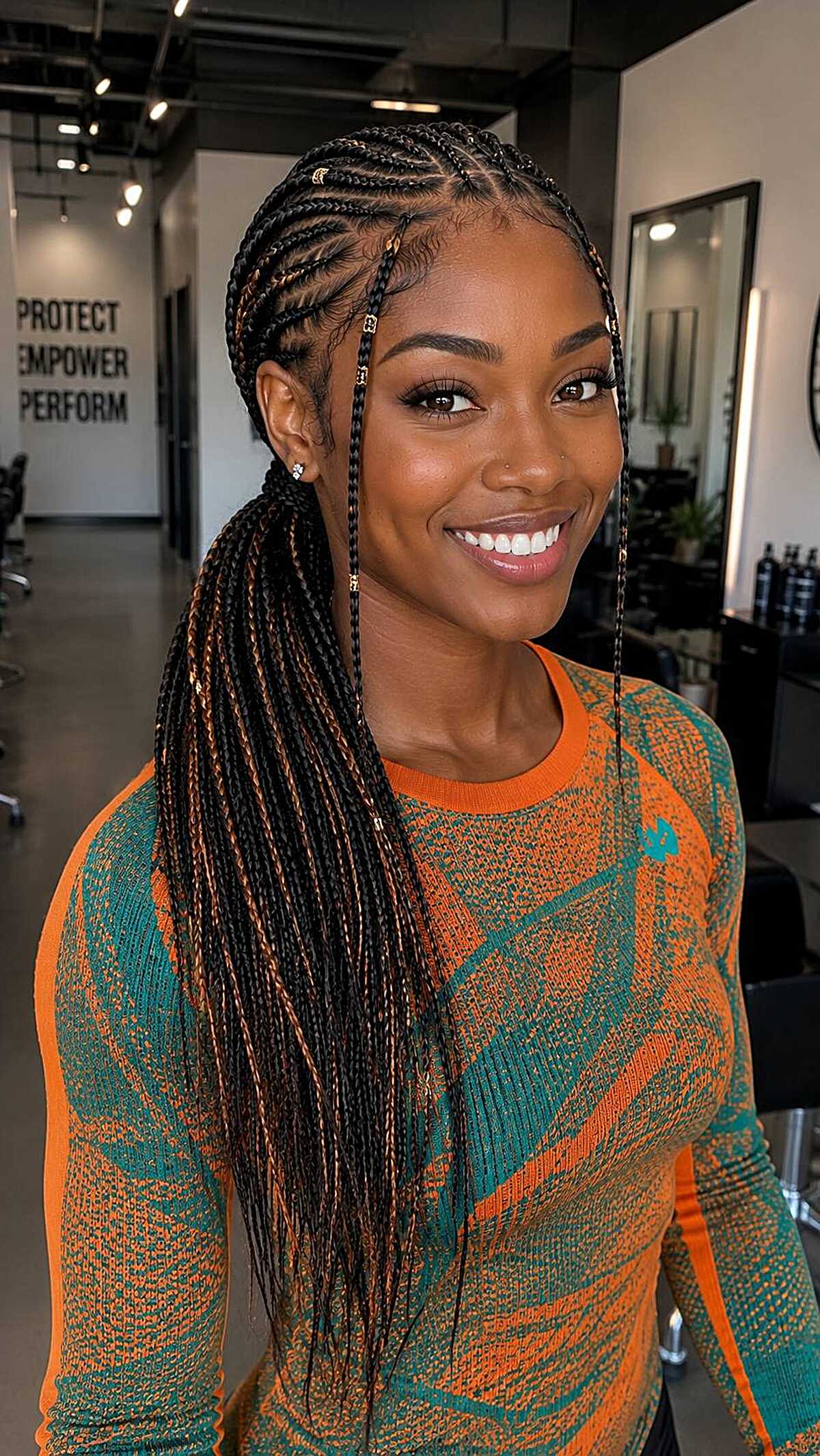Fulani braids with gold cuff accessories