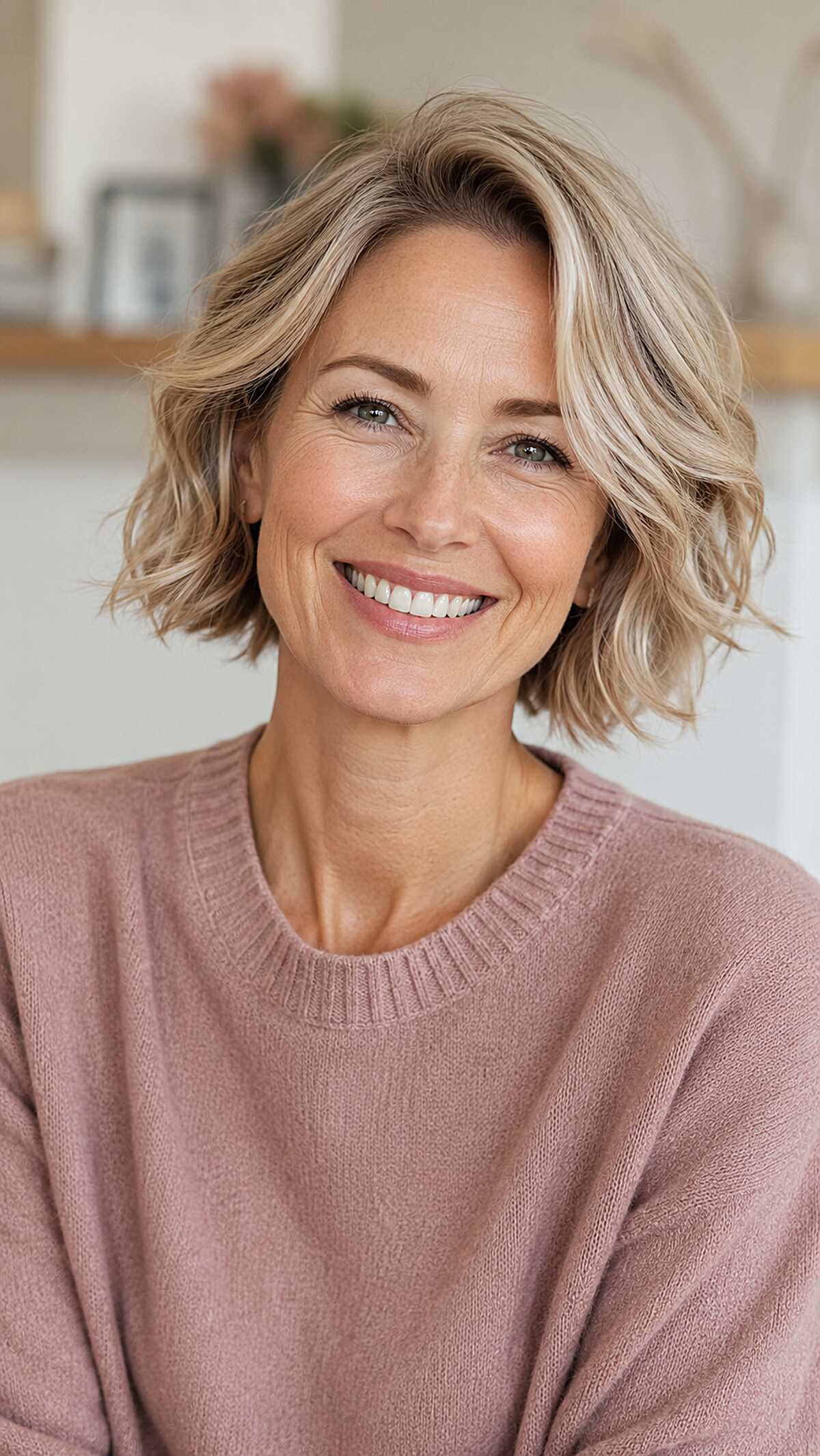 Ash Blonde Jaw-Length Bob with Piece-y Wave