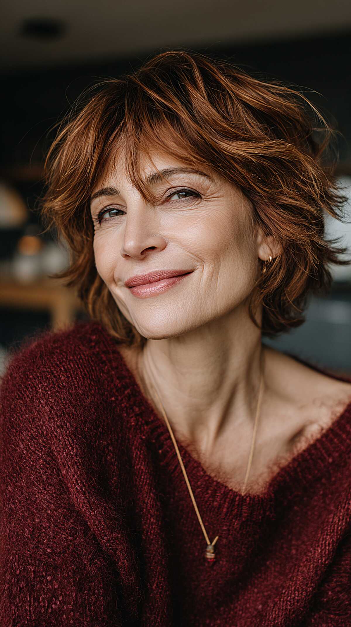 Auburn Shaggy Pixie Bob with Lived-In Movement